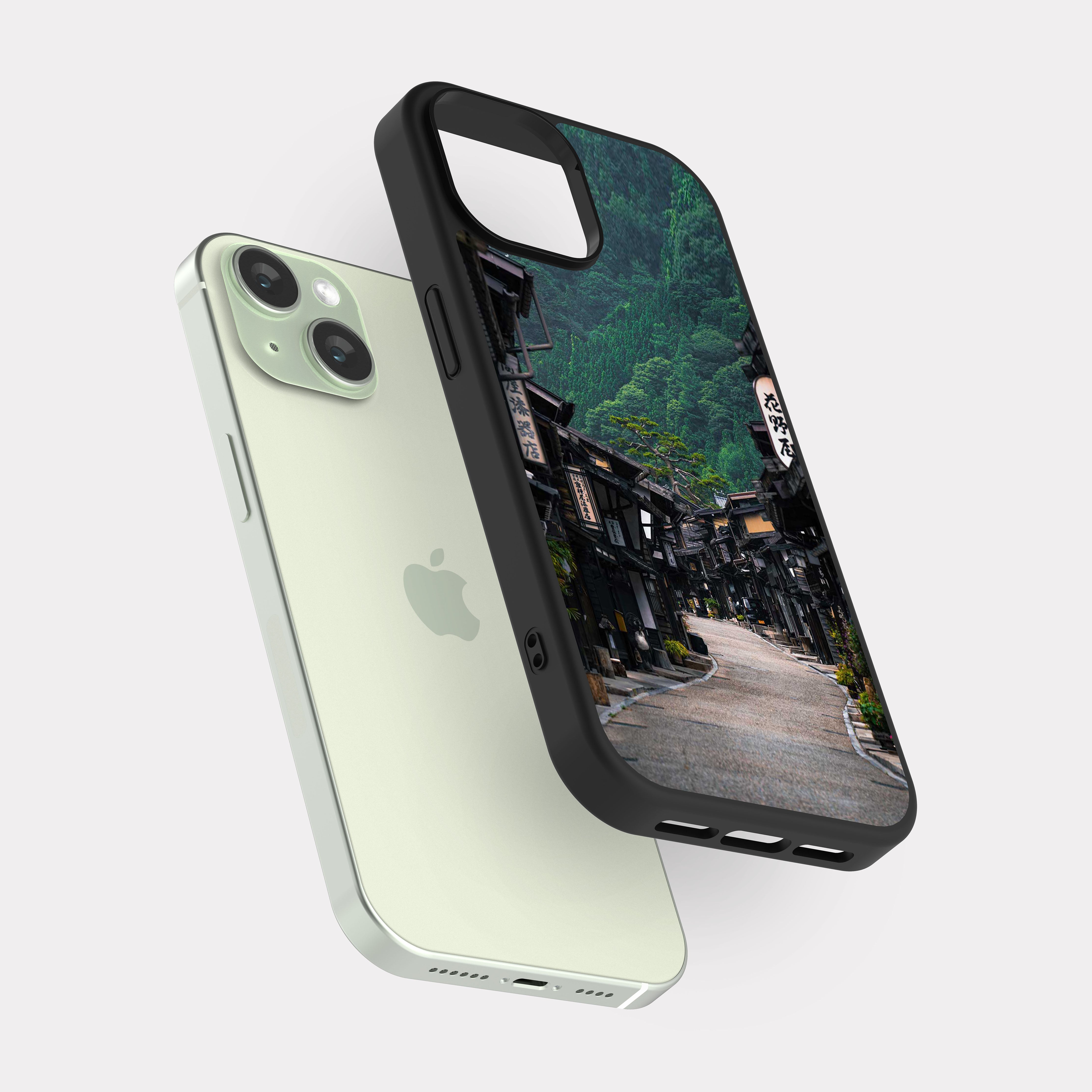 iPhone 15 case cover Old Japanese Street Green