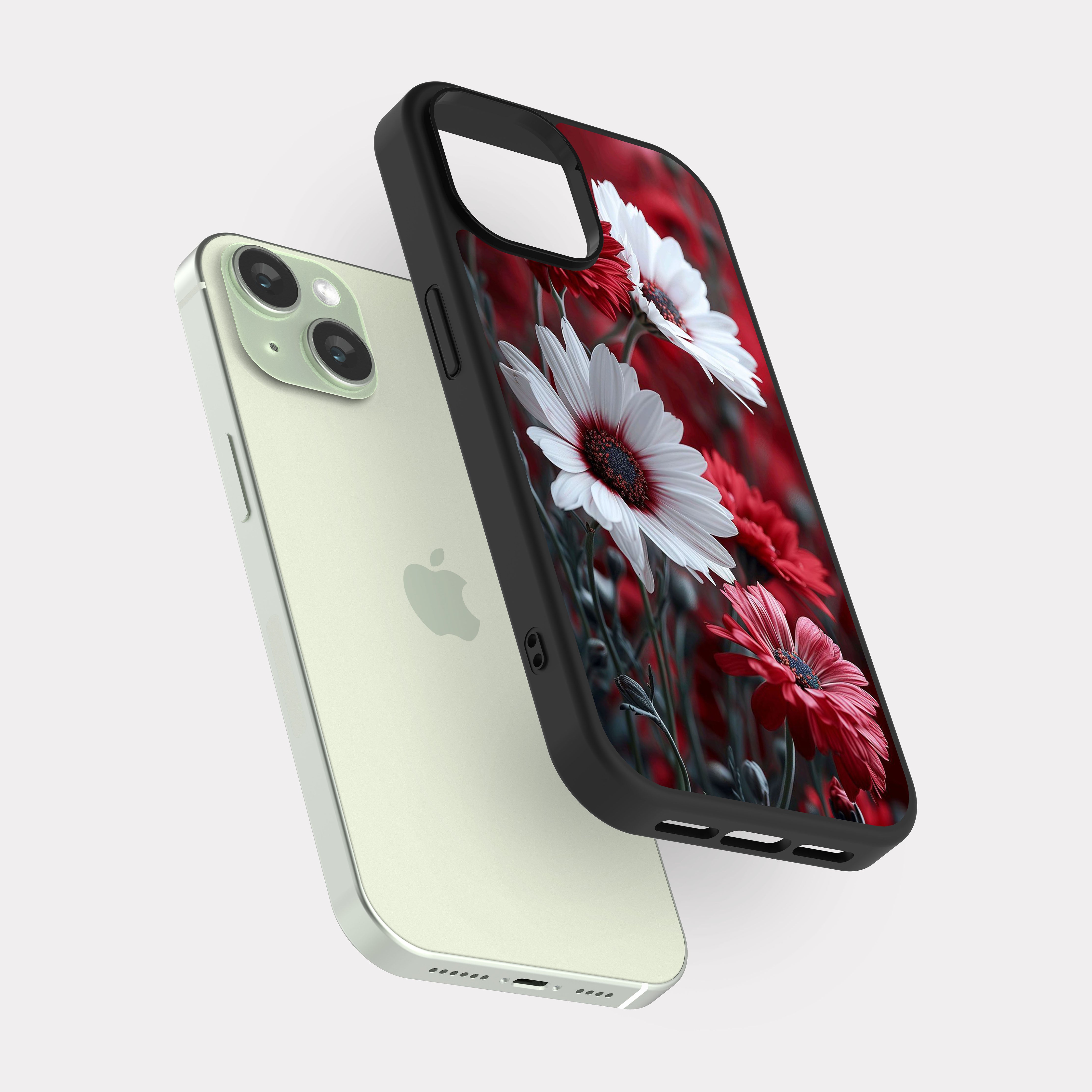 iPhone 15 case cover Flowers White Red