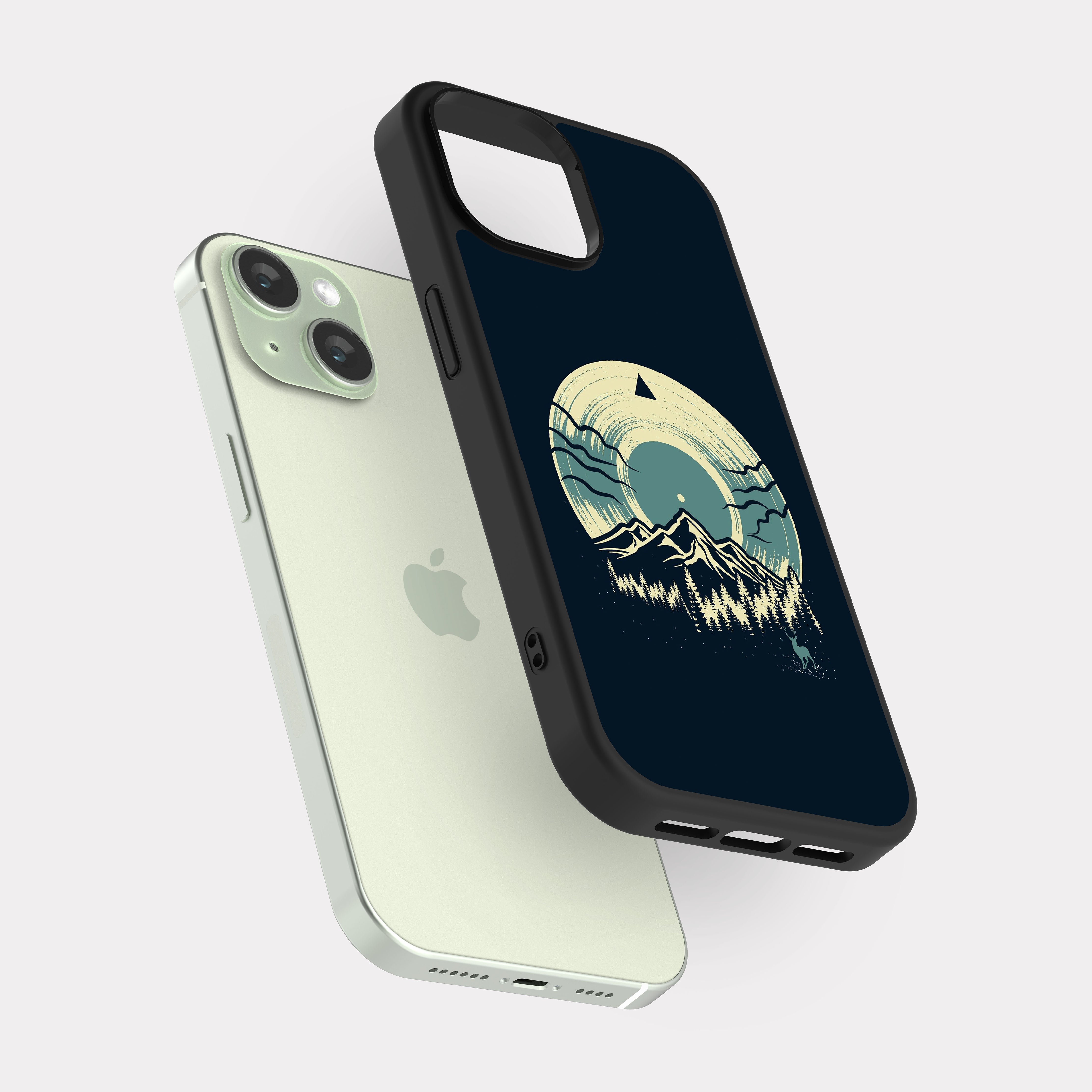 iPhone 15 case cover Mountain and forest Blue
