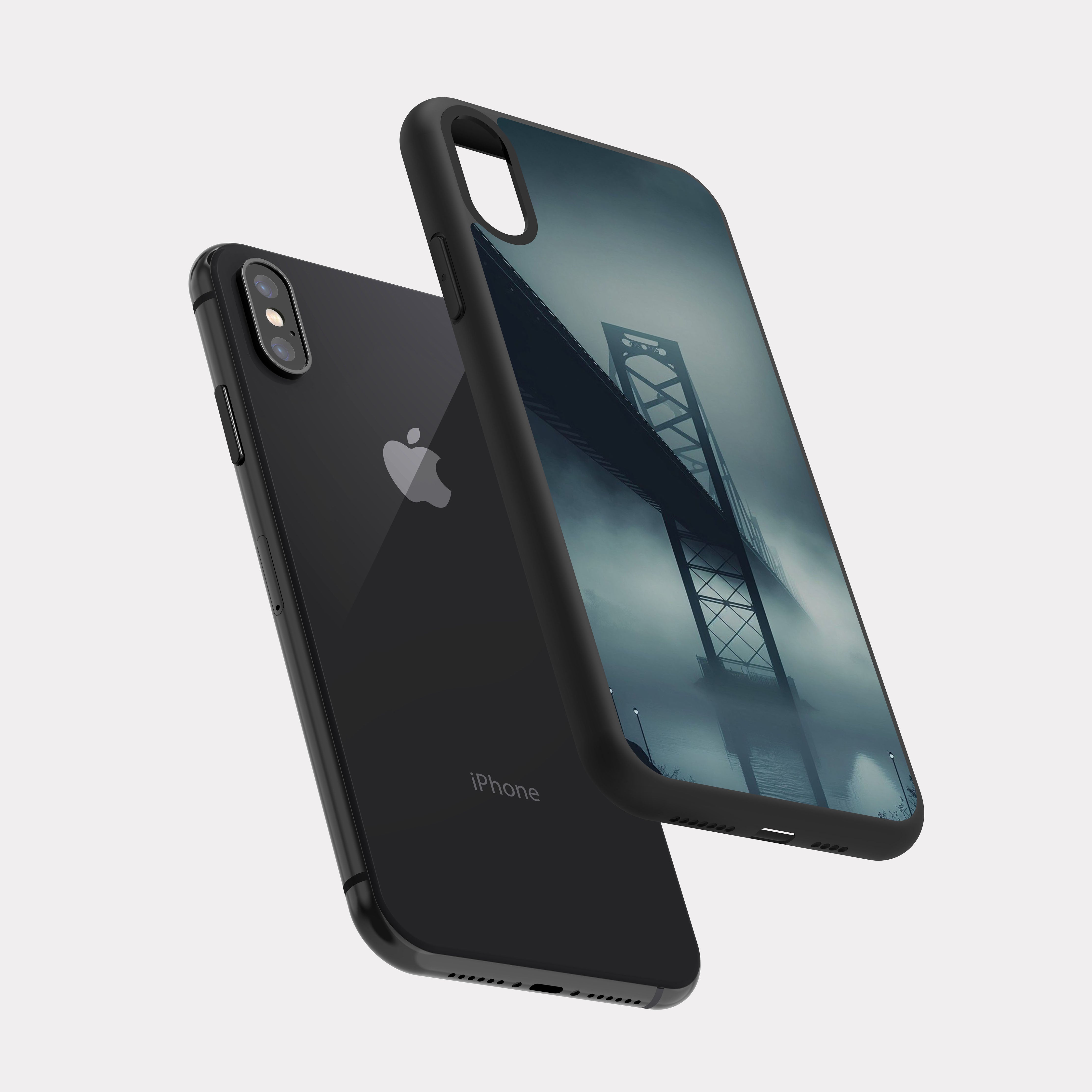 iPhone X case cover Car Bridge Grey
