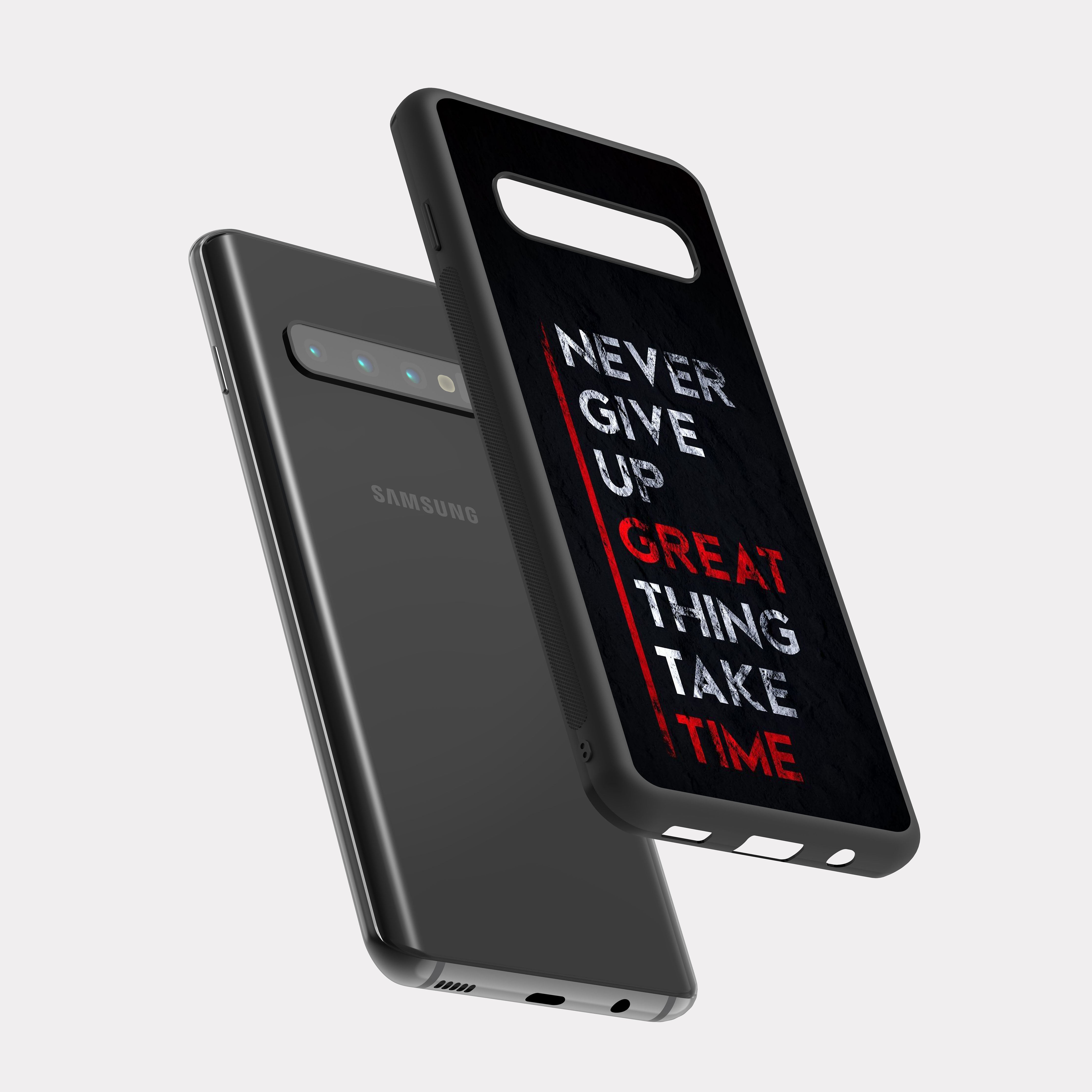 Samsung Galaxy S10 case cover English Quote Never Give Up Black