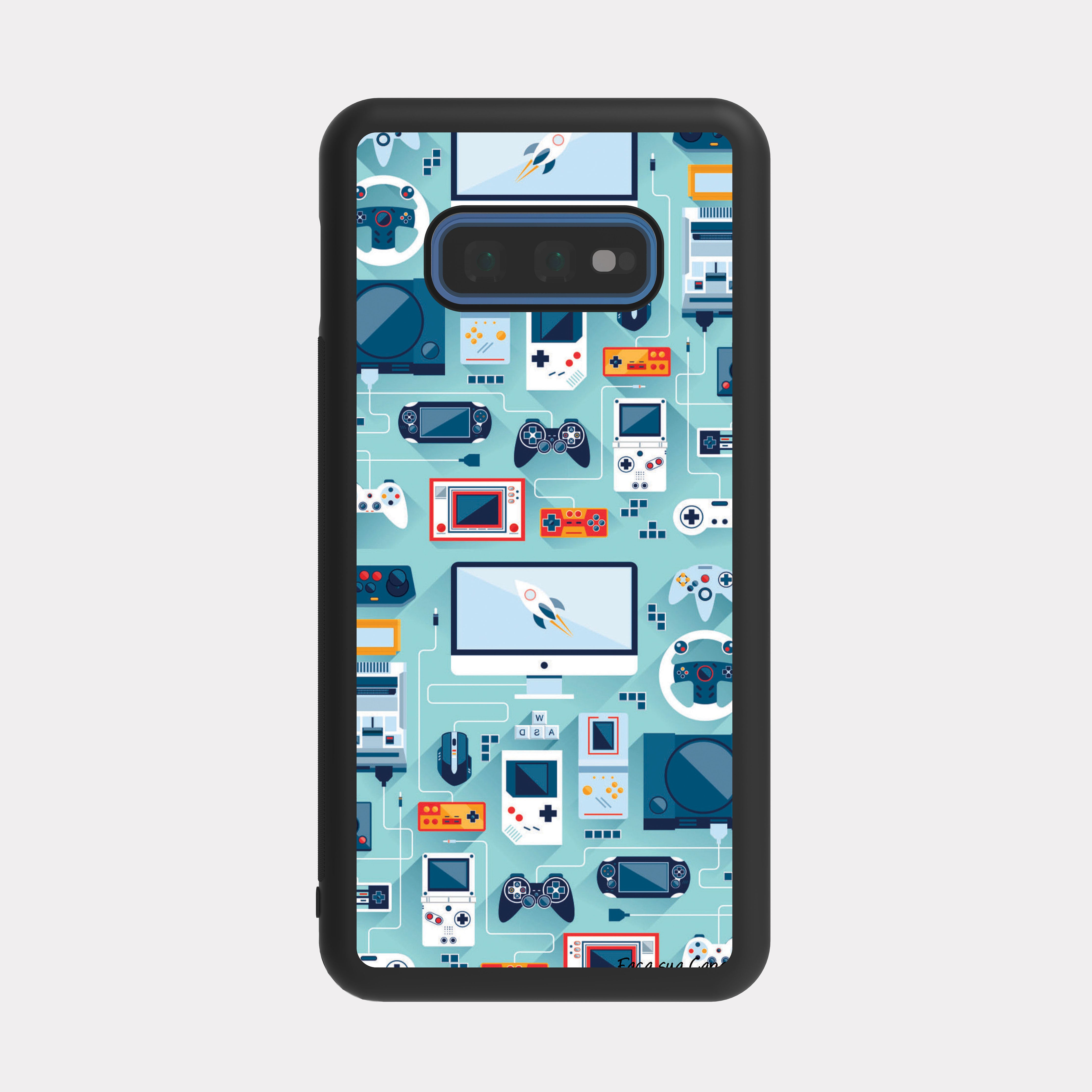 Samsung Galaxy S10e case cover Game Pattern Cyan