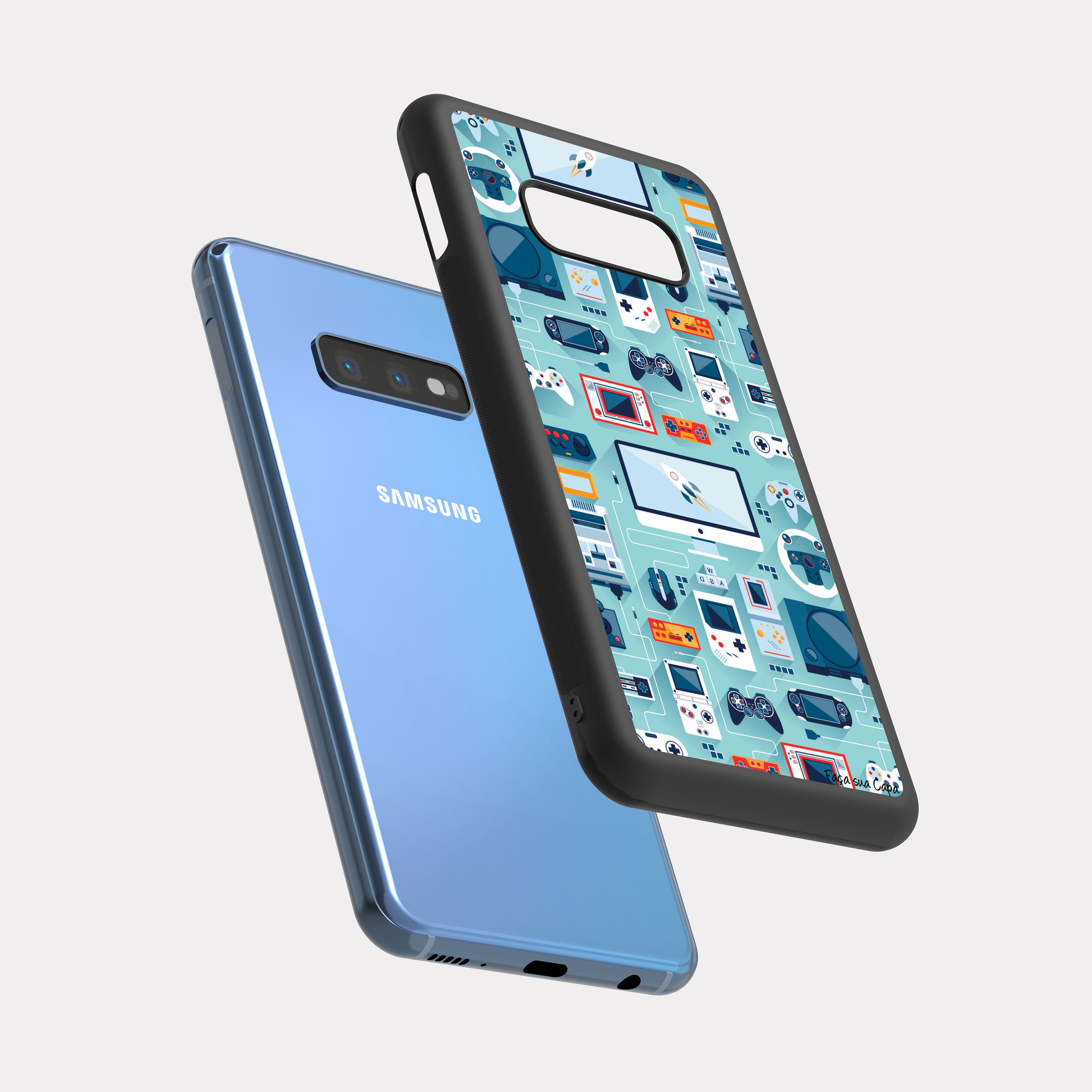 Samsung Galaxy S10e case cover Game Pattern Cyan