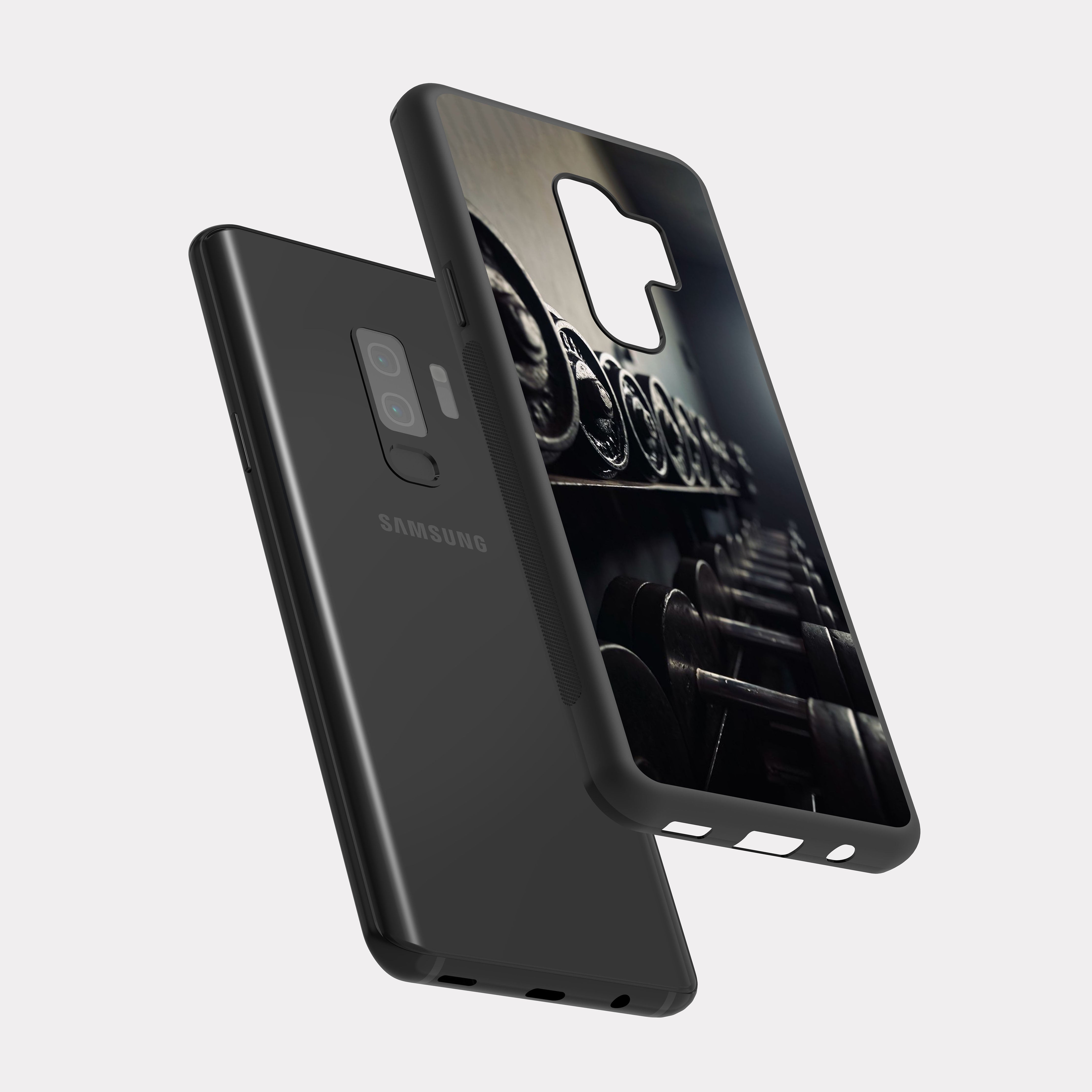 Samsung Galaxy S9 Plus case cover Rows Of Dumbbells Grey