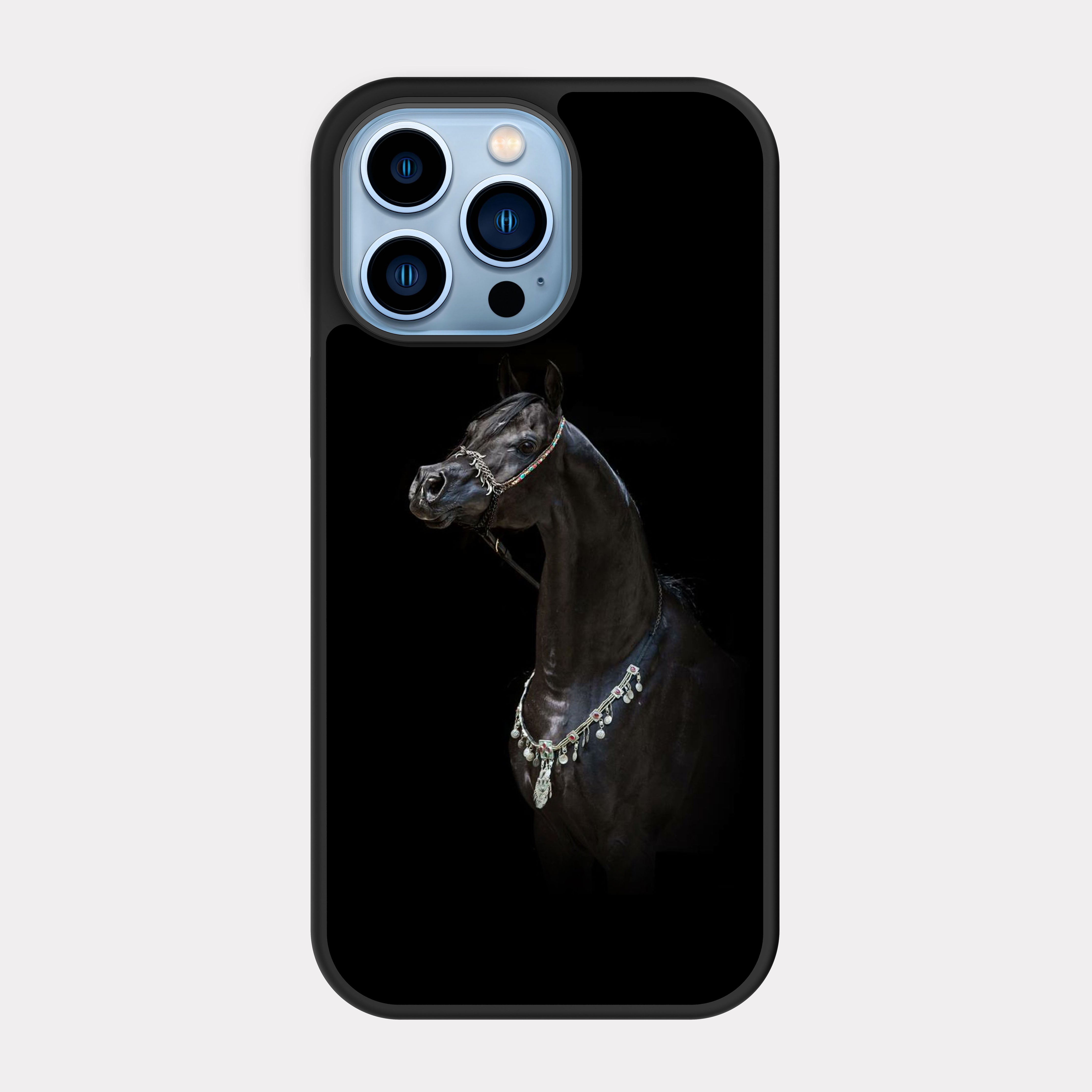 iPhone 13 Pro Max case cover Black Arabian Horse Brown