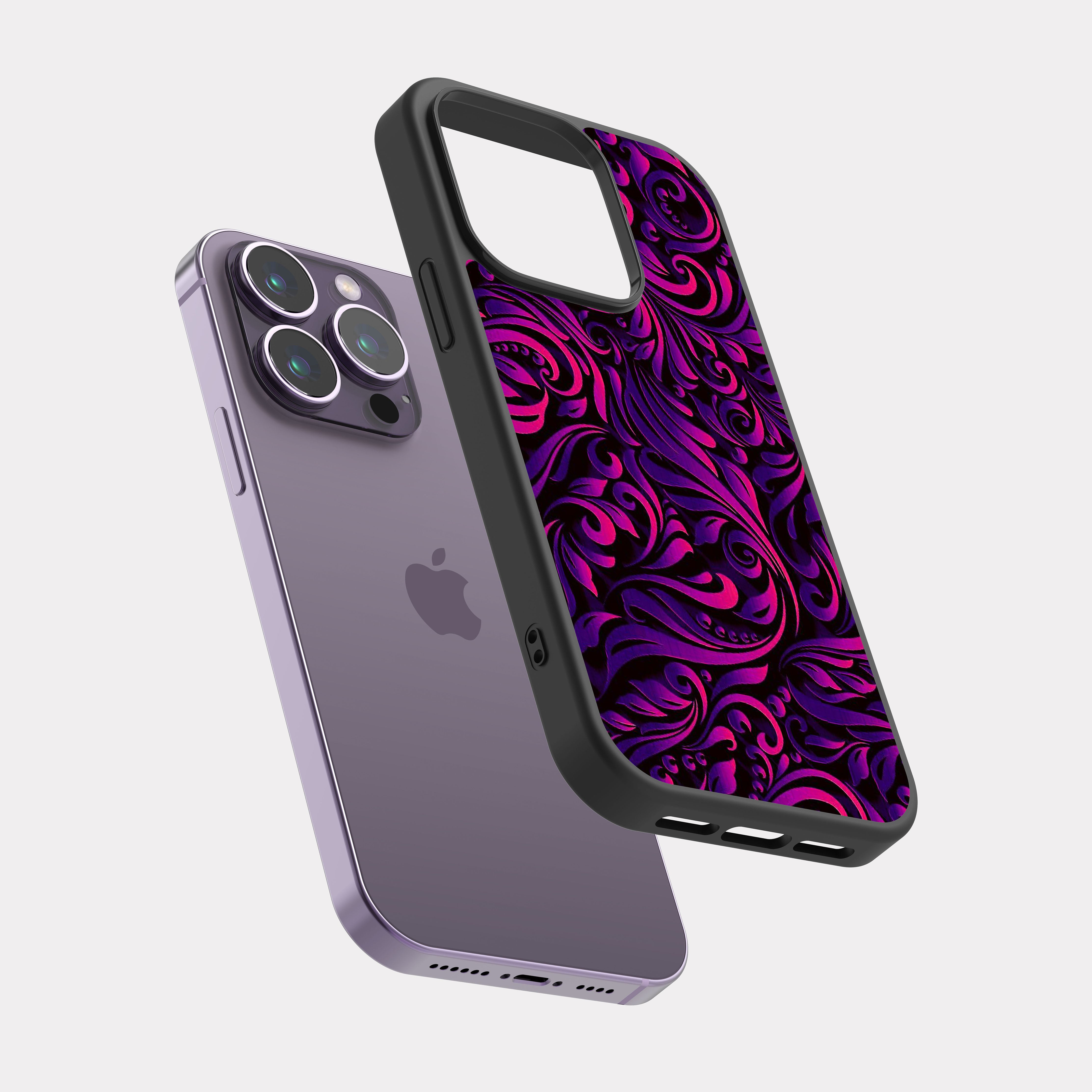 iPhone 14 Pro case cover Mandala Art Purple Pink