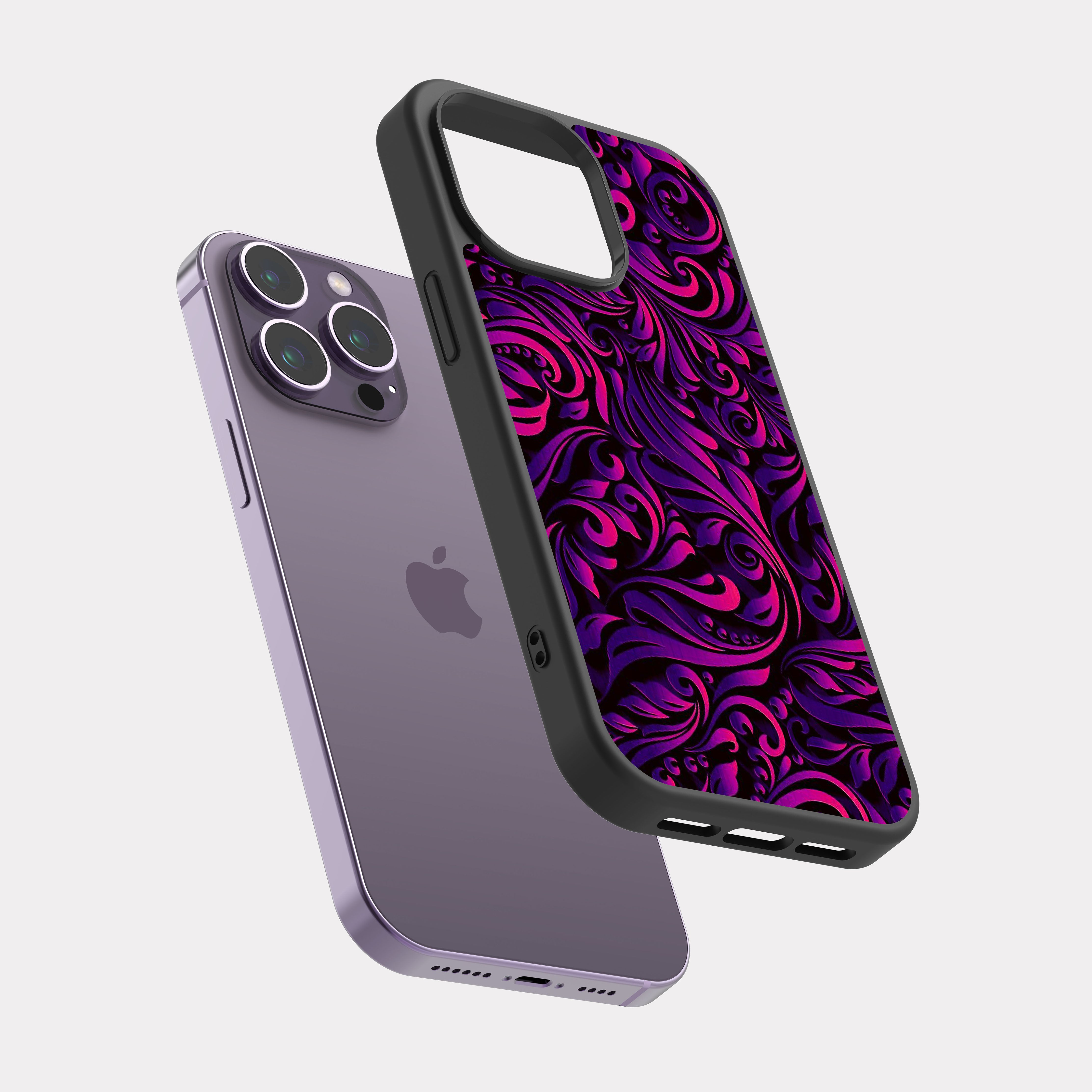iPhone 14 Pro Max case cover Mandala Art Purple Pink