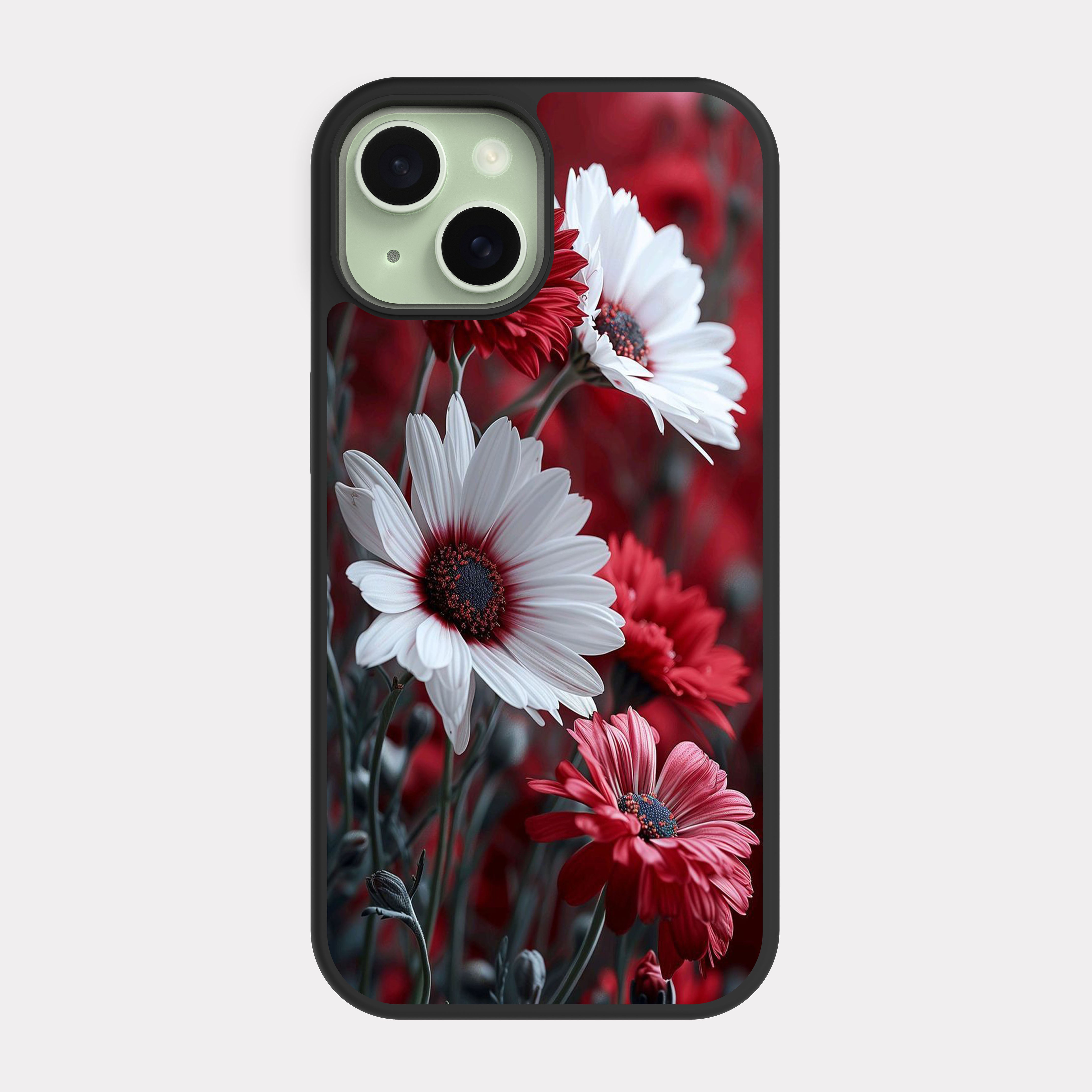iPhone 15 case cover Flowers White Red