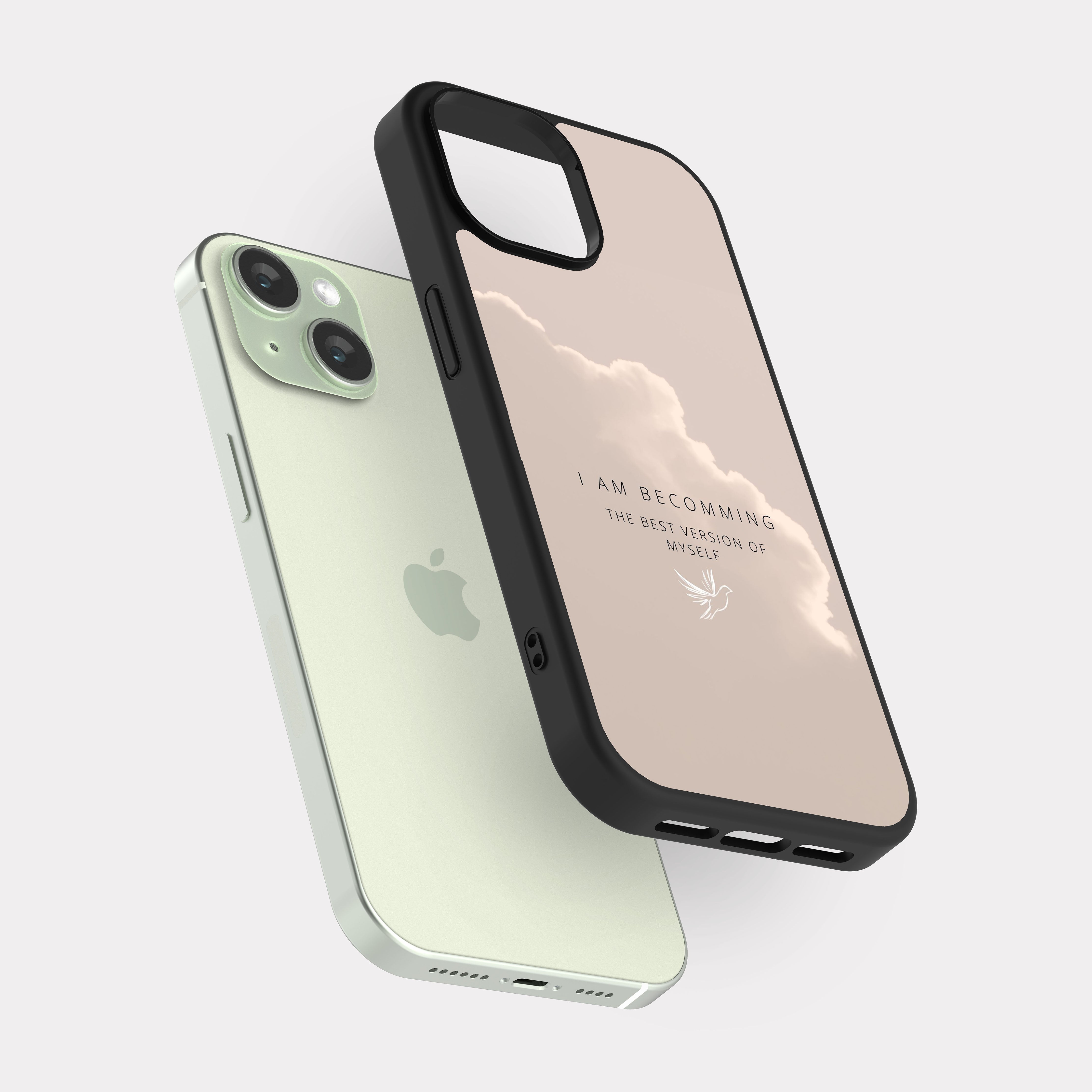 iPhone 15 case cover English Quote I Am Becoming