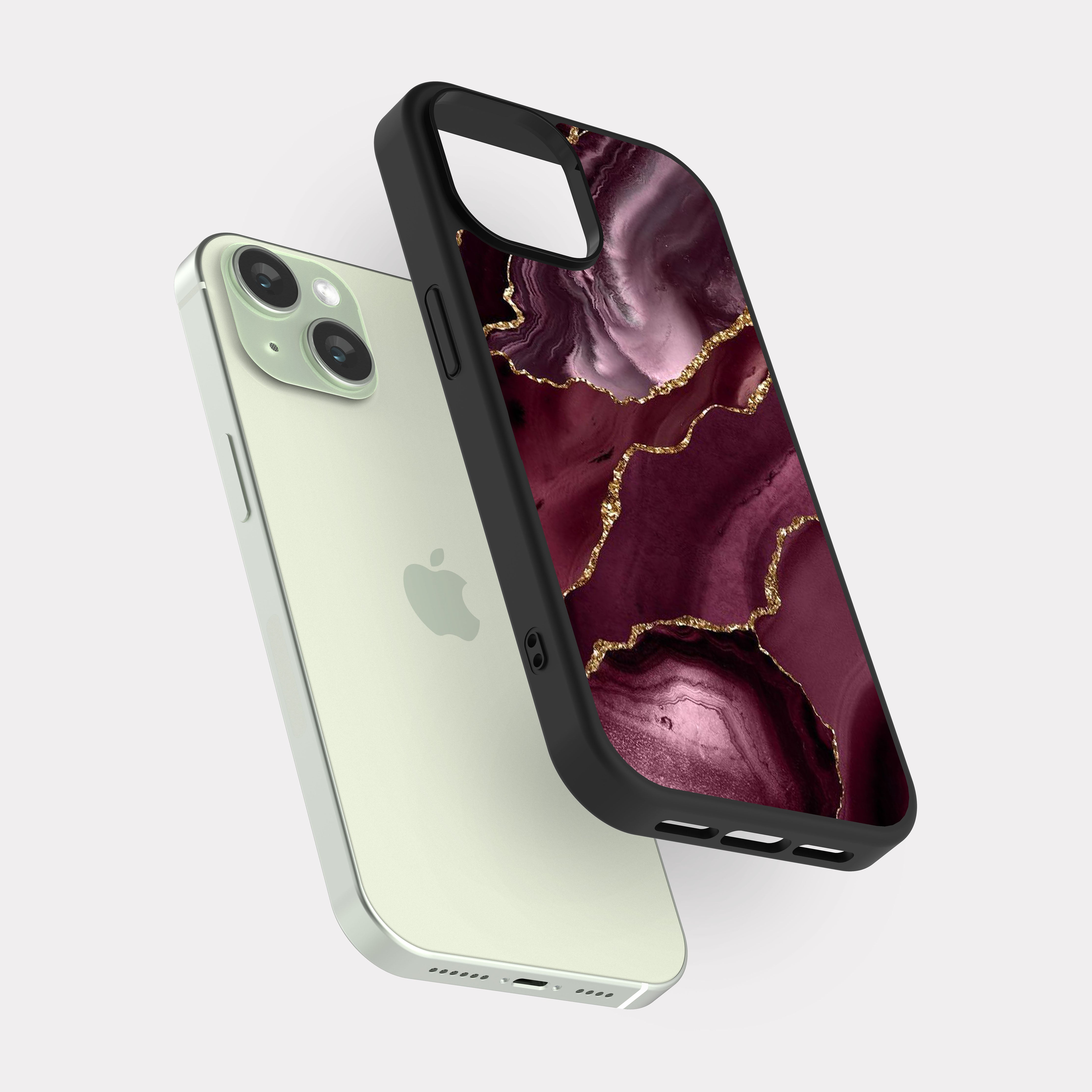 iPhone 15 case cover Golden Purple Marble Purple