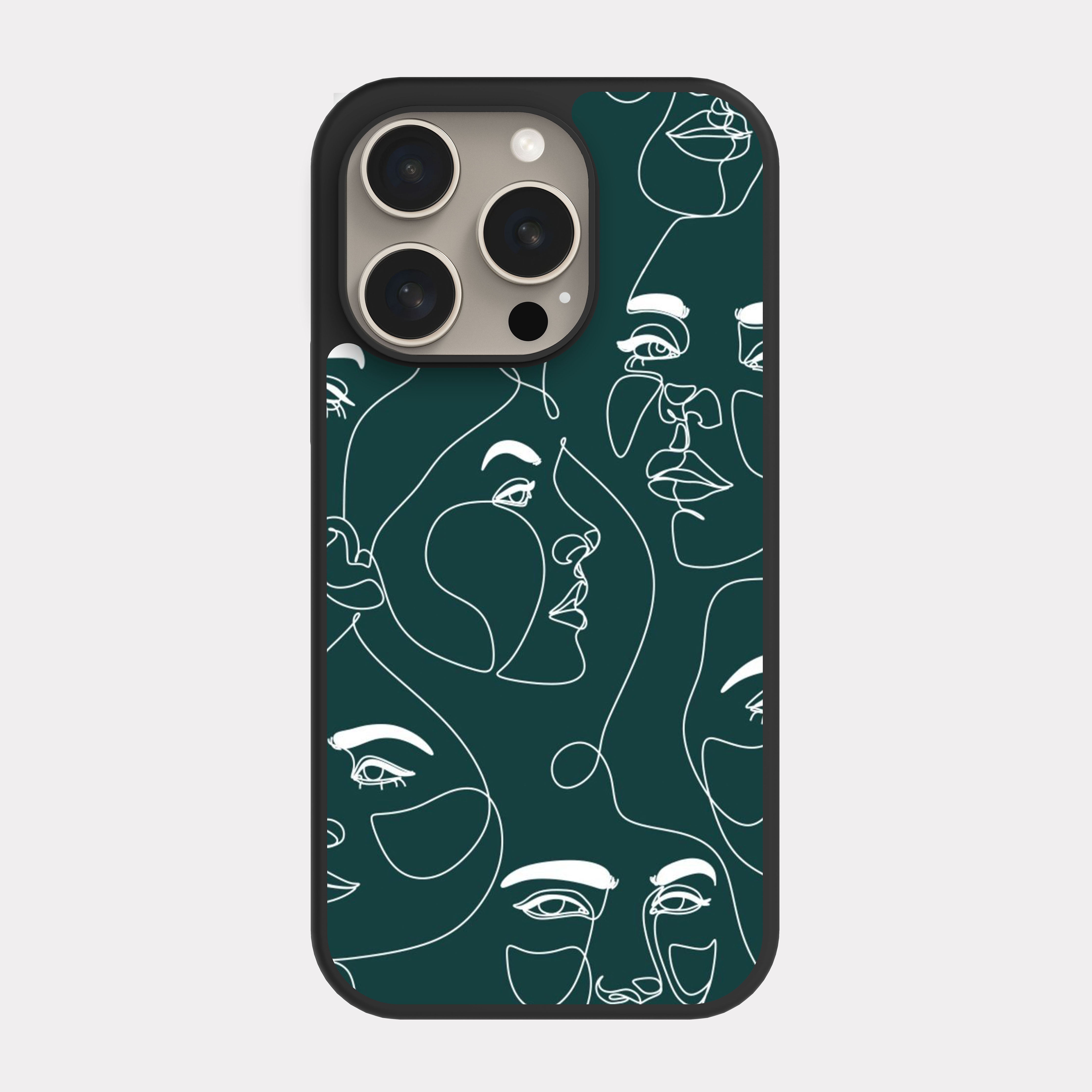 iPhone 15 Pro case cover Faces Pattern Indigo