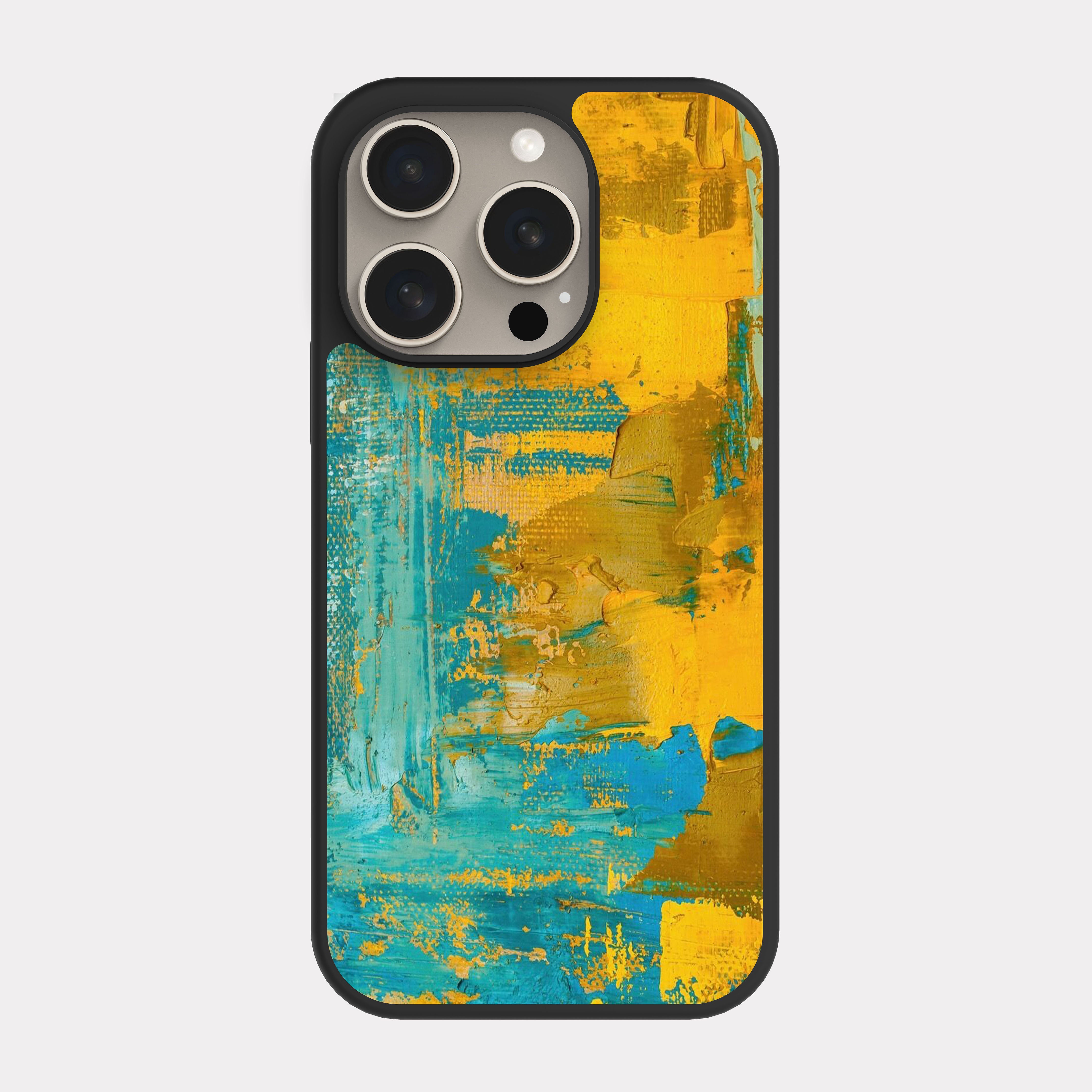 iPhone 15 Pro case cover Oil painting Cyan