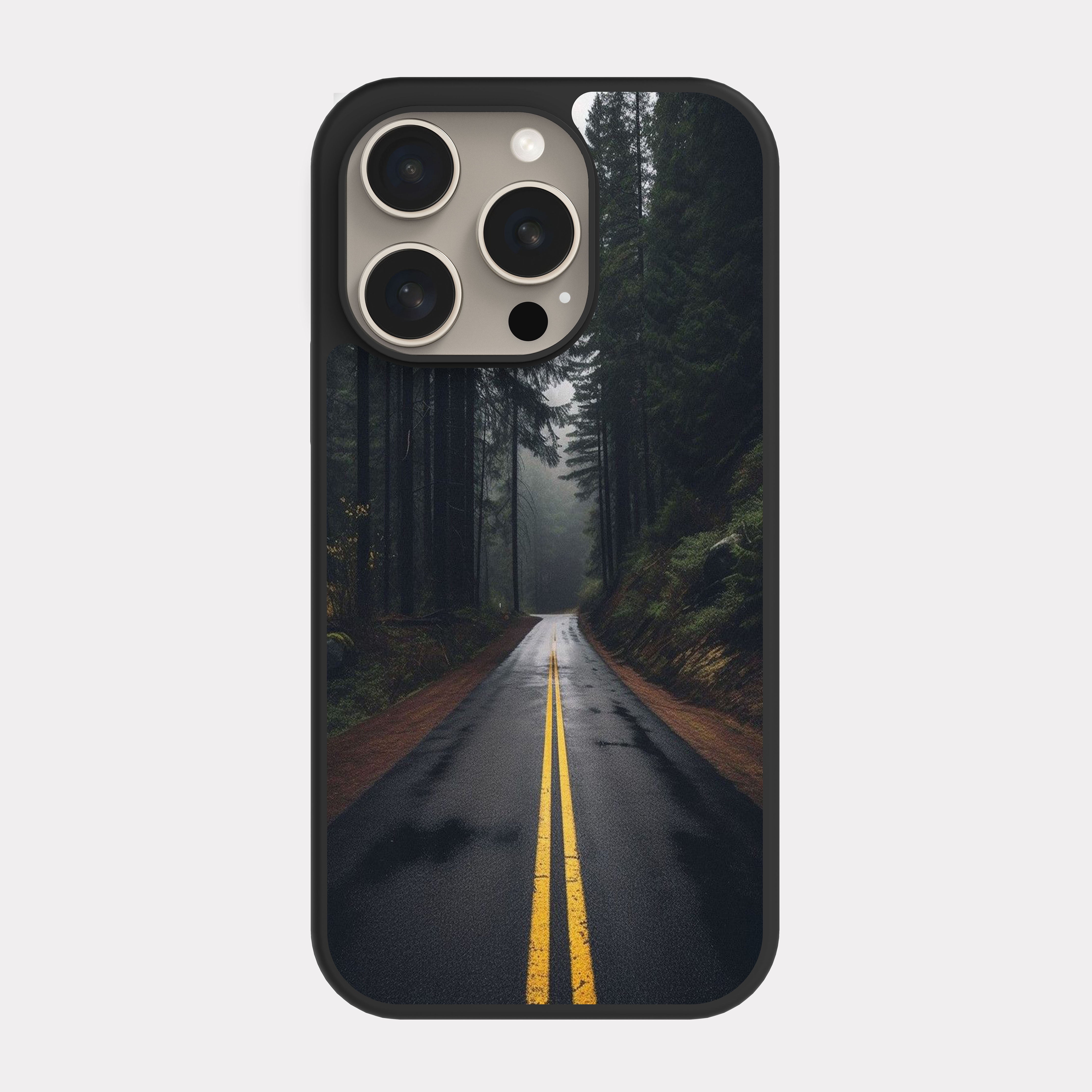 iPhone 15 Pro case cover Forest road Green