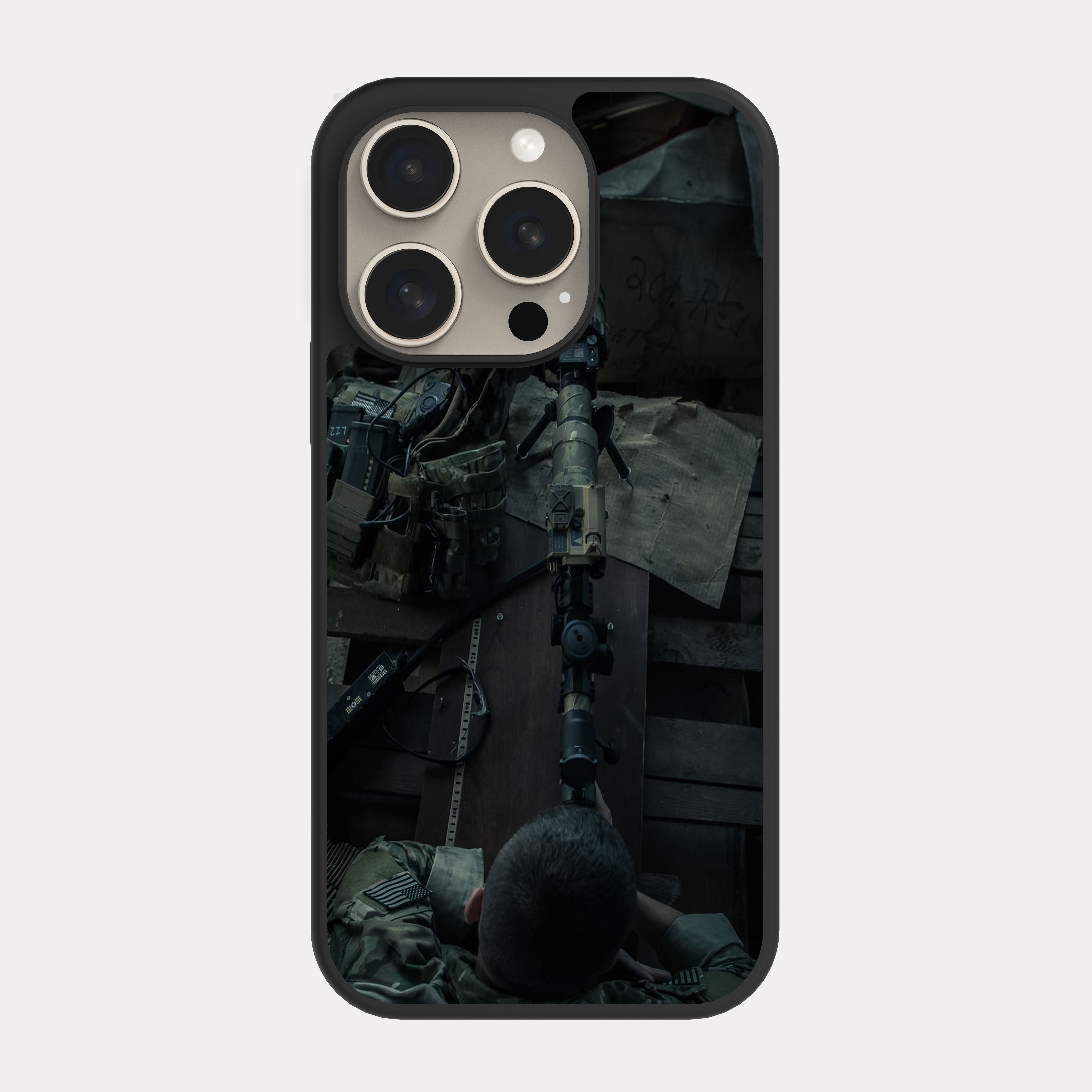 iPhone 15 Pro case cover Sniper Soldier Grey