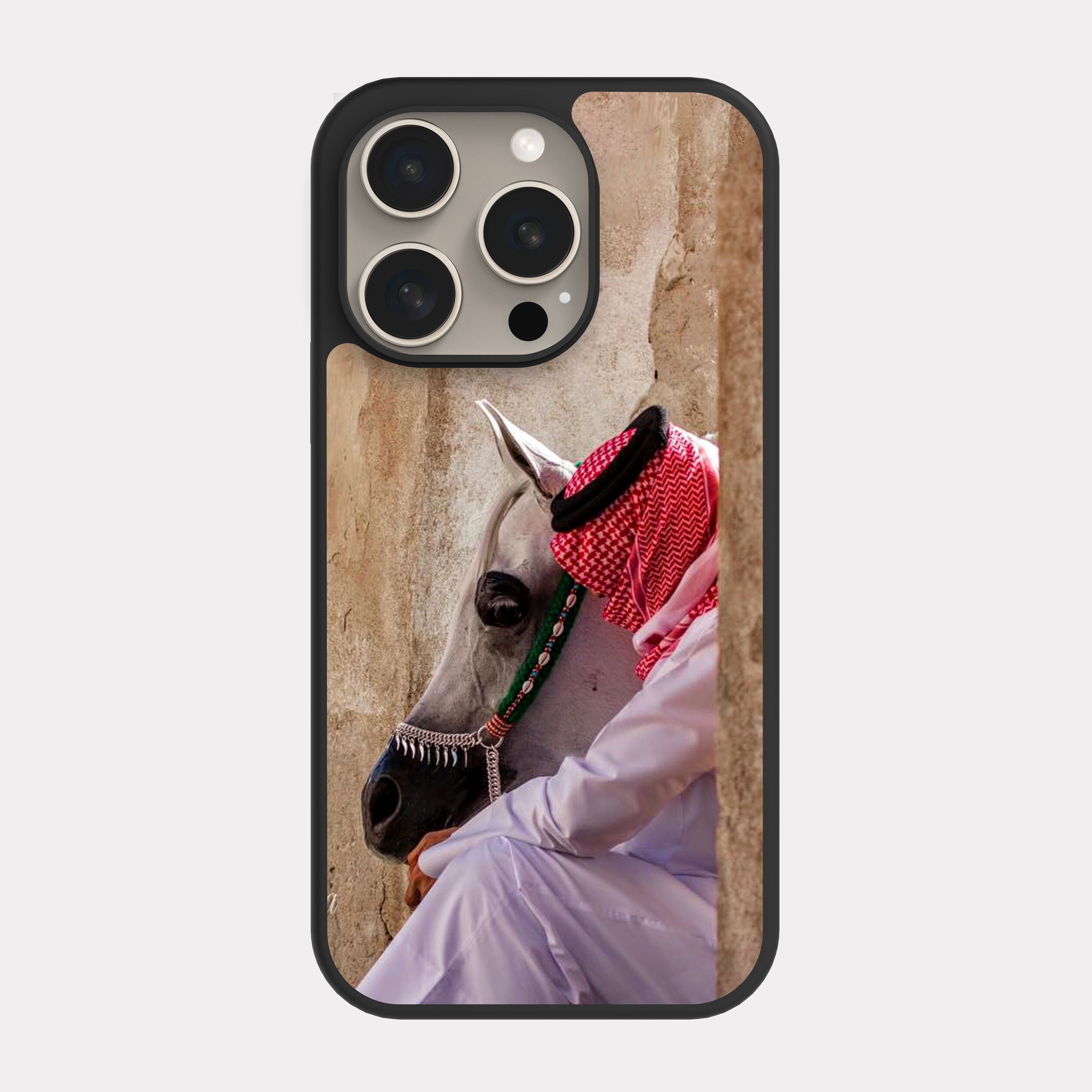 iPhone 15 Pro case cover Horse And Saudi Horseman Beige