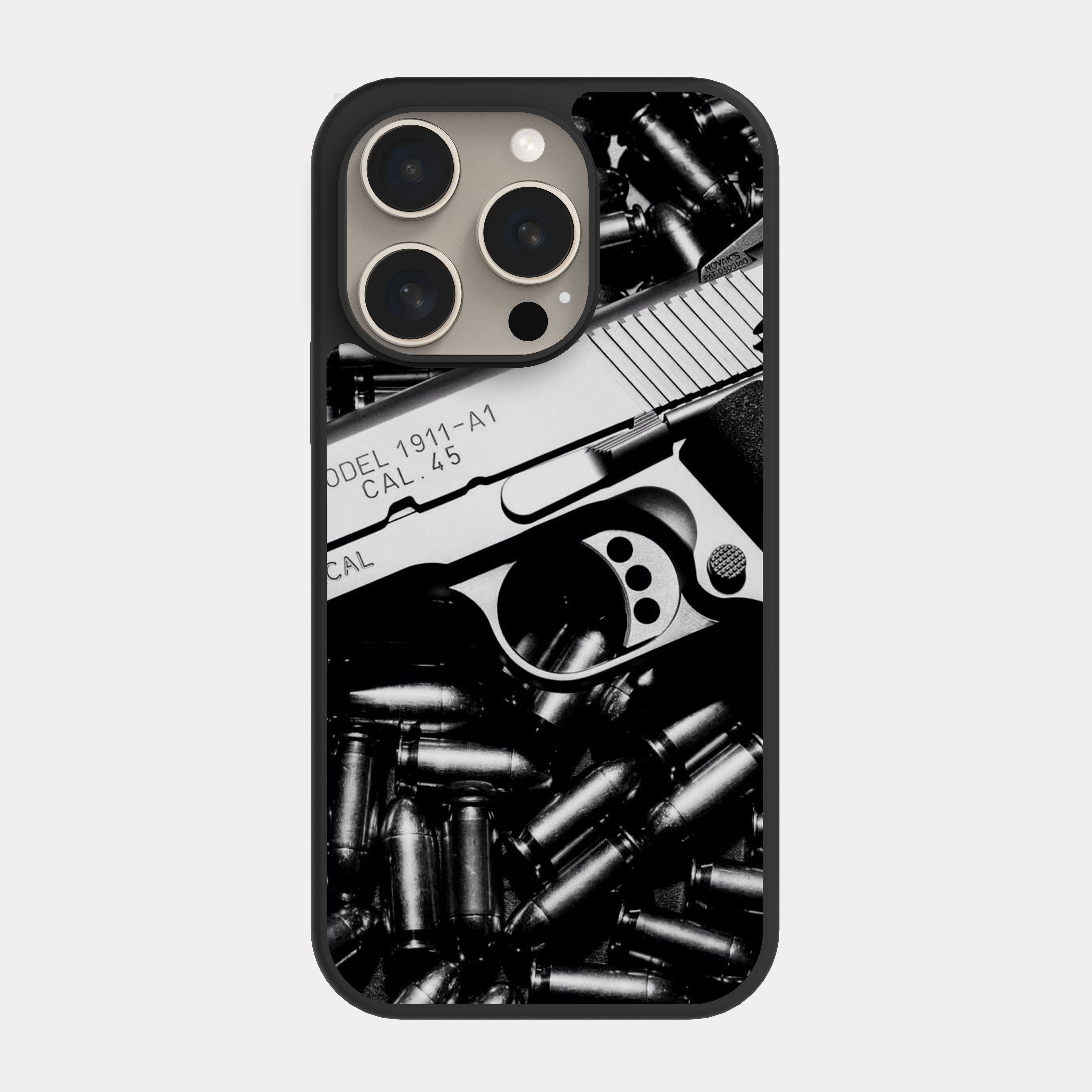 iPhone 15 Pro case cover Colt 1911 Gun Grey
