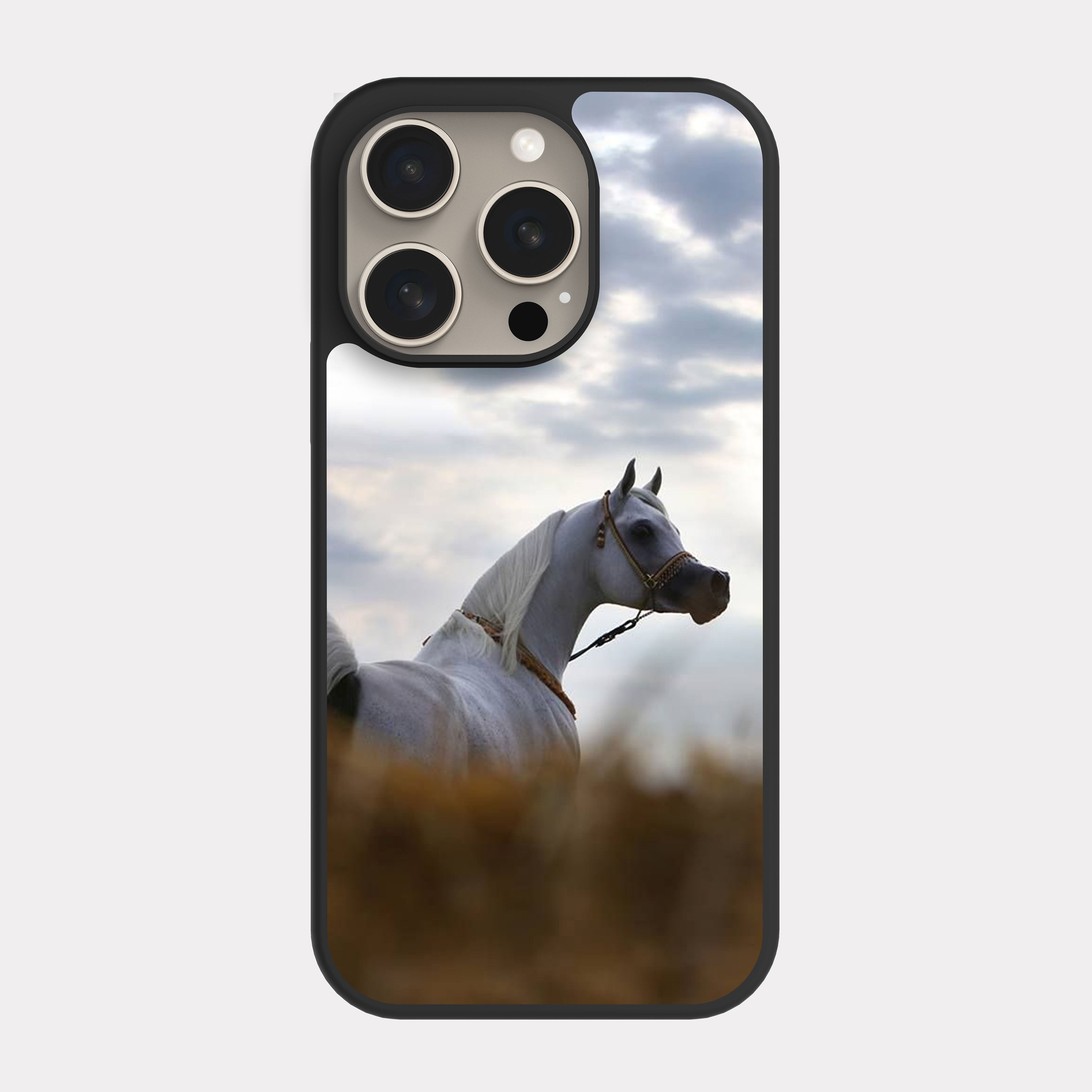 iPhone 15 Pro case cover Arabian Horse White