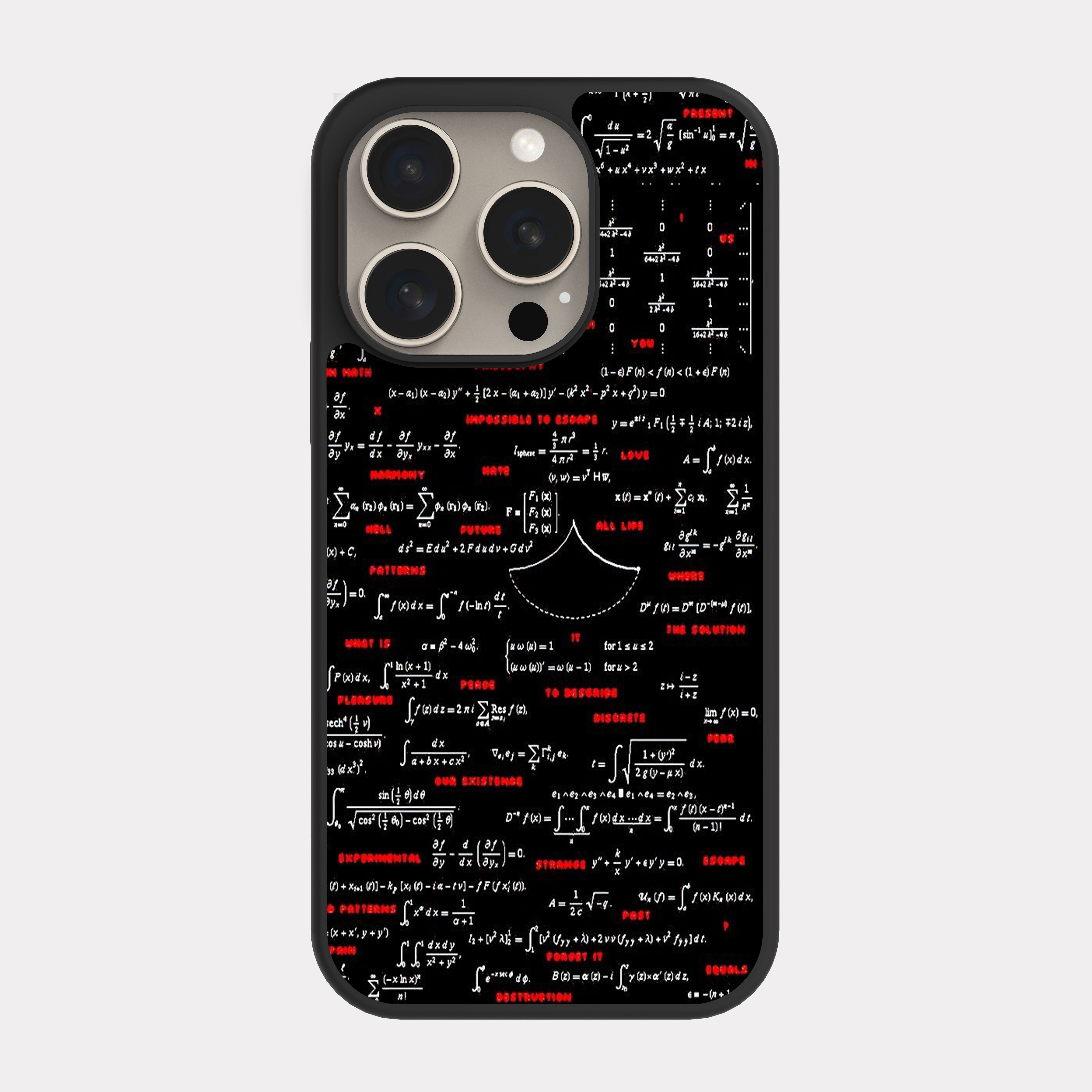 iPhone 15 Pro case cover Math Equations Pattern White