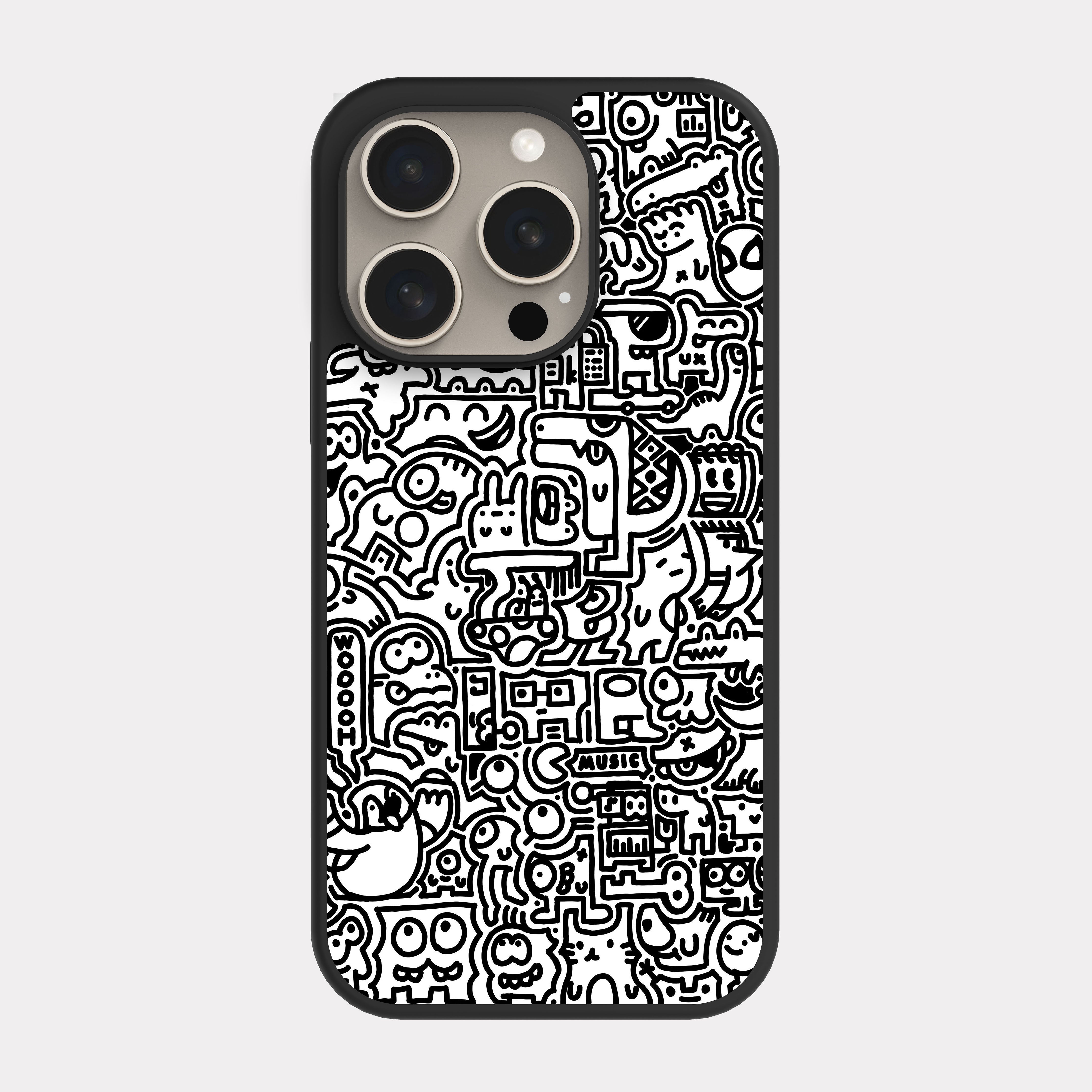iPhone 15 Pro case cover Doodle Art White
