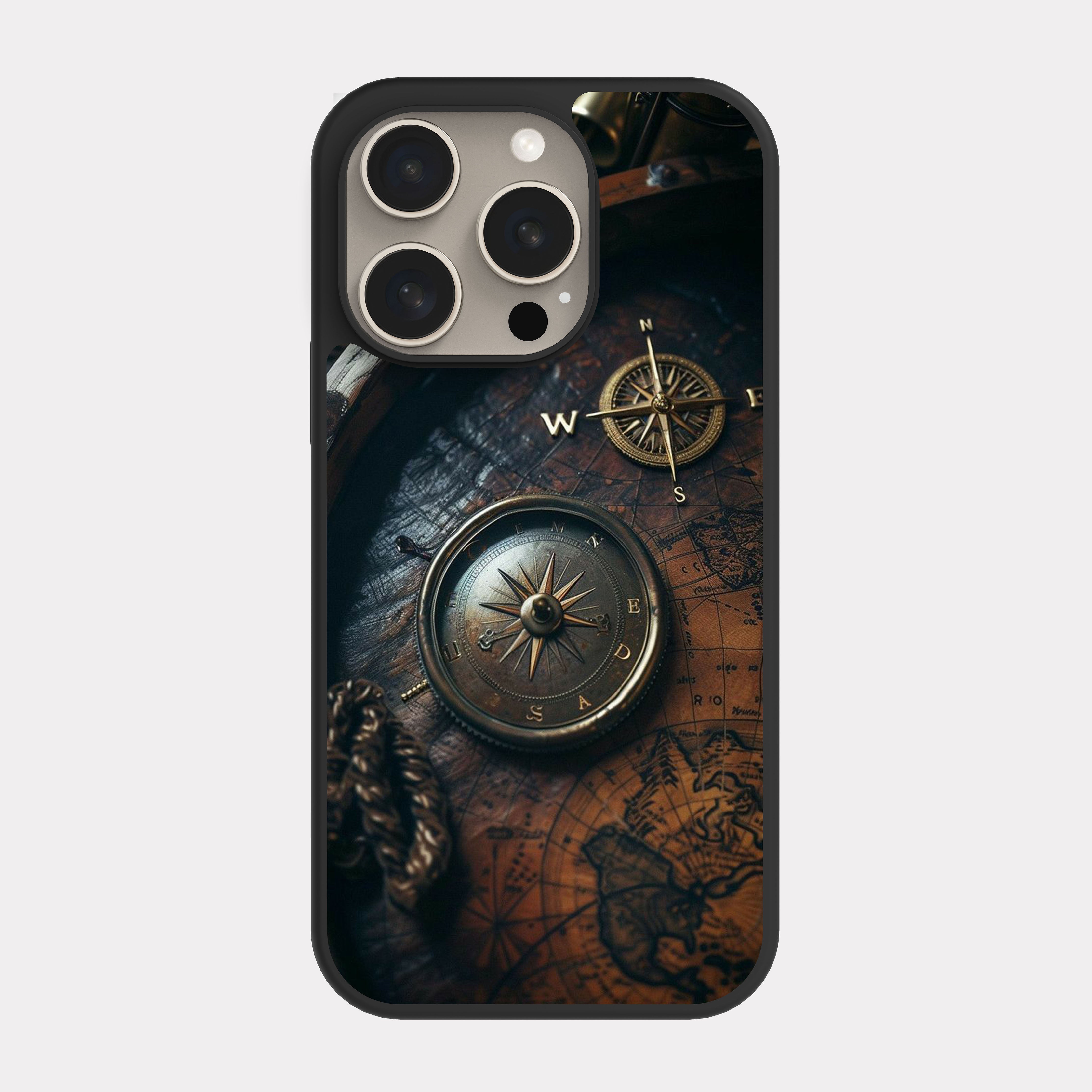 iPhone 15 Pro case cover Map And Compass Beige