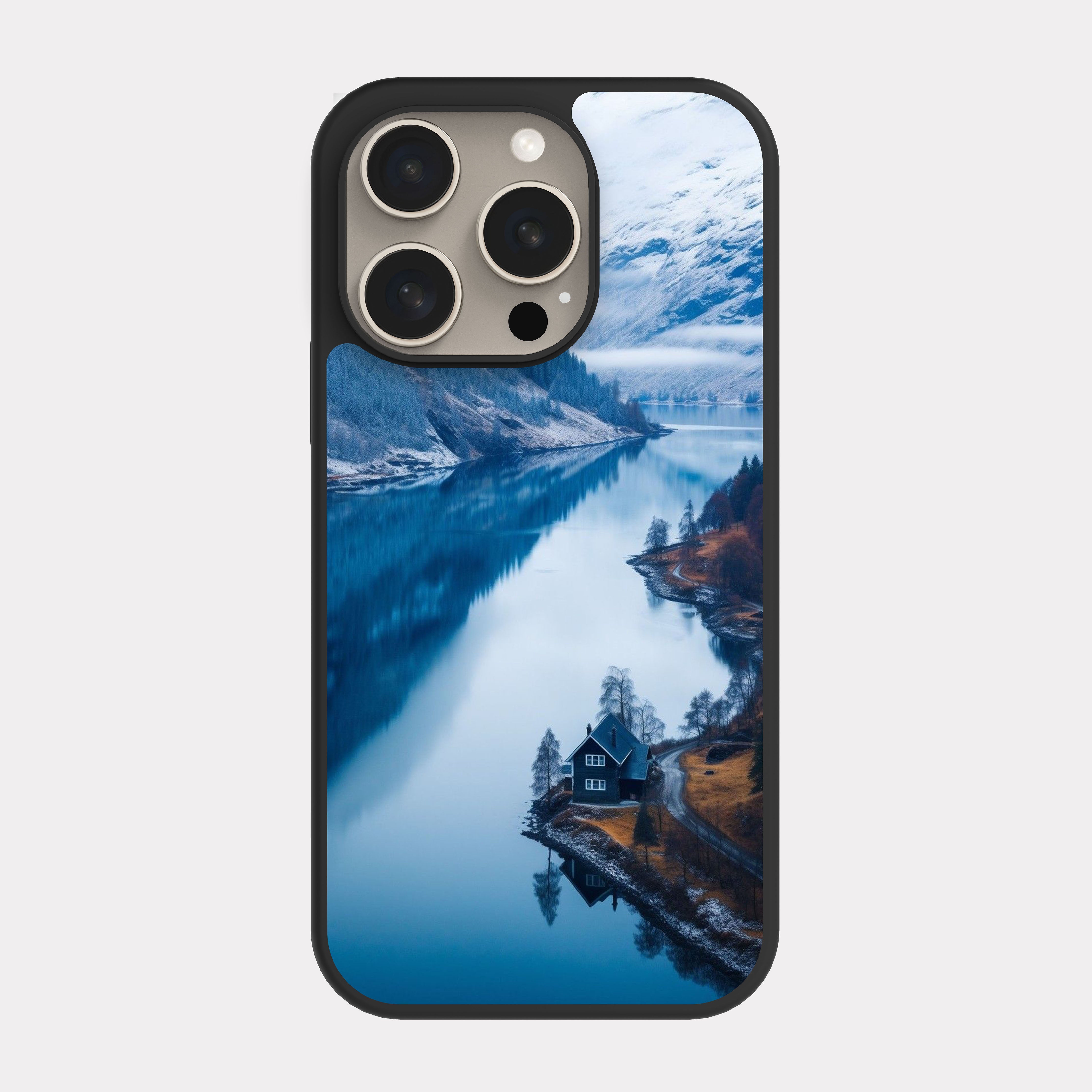 iPhone 15 Pro case cover River And Mountains Cyan