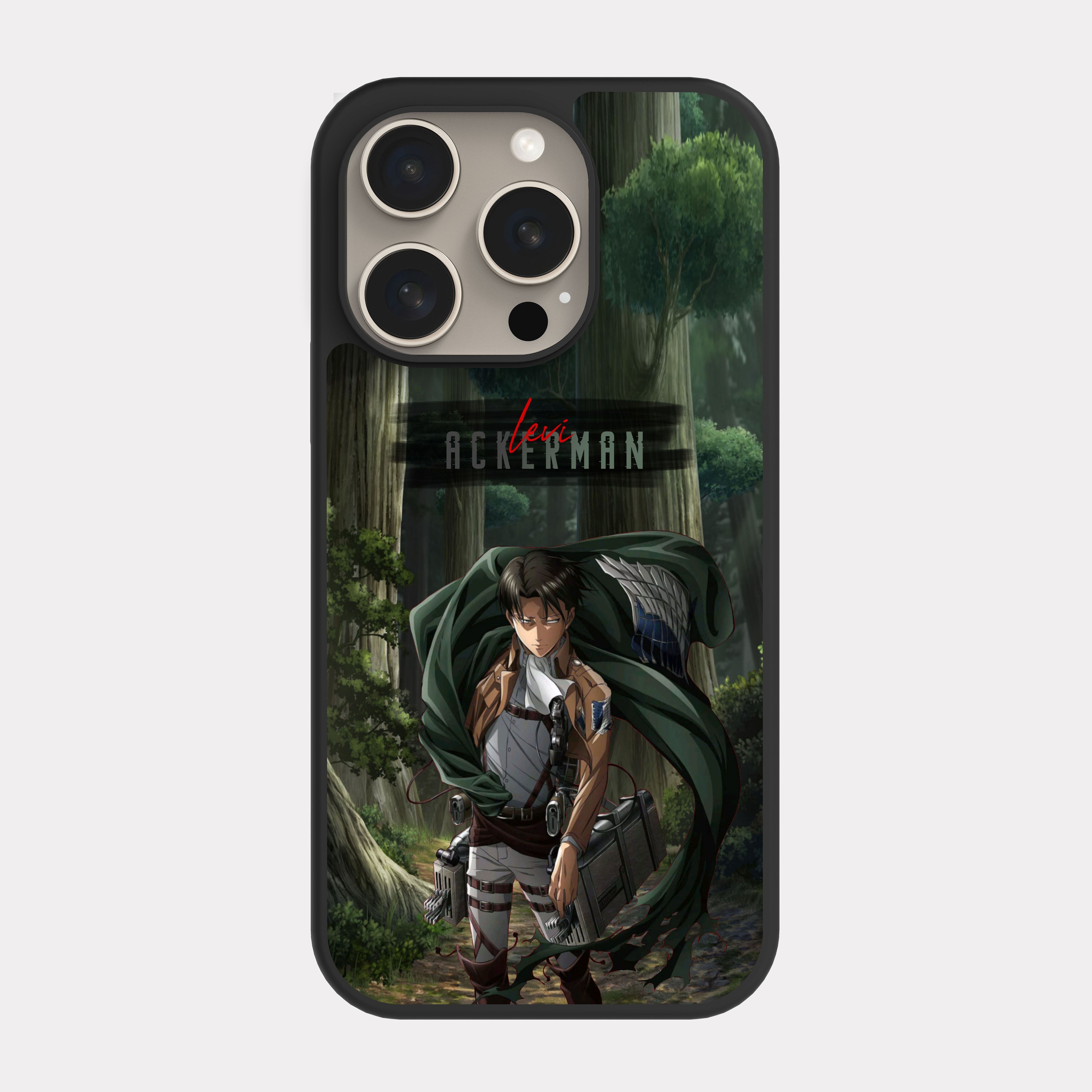iPhone 15 Pro case cover Levi Ackerman Attack on Titan Green