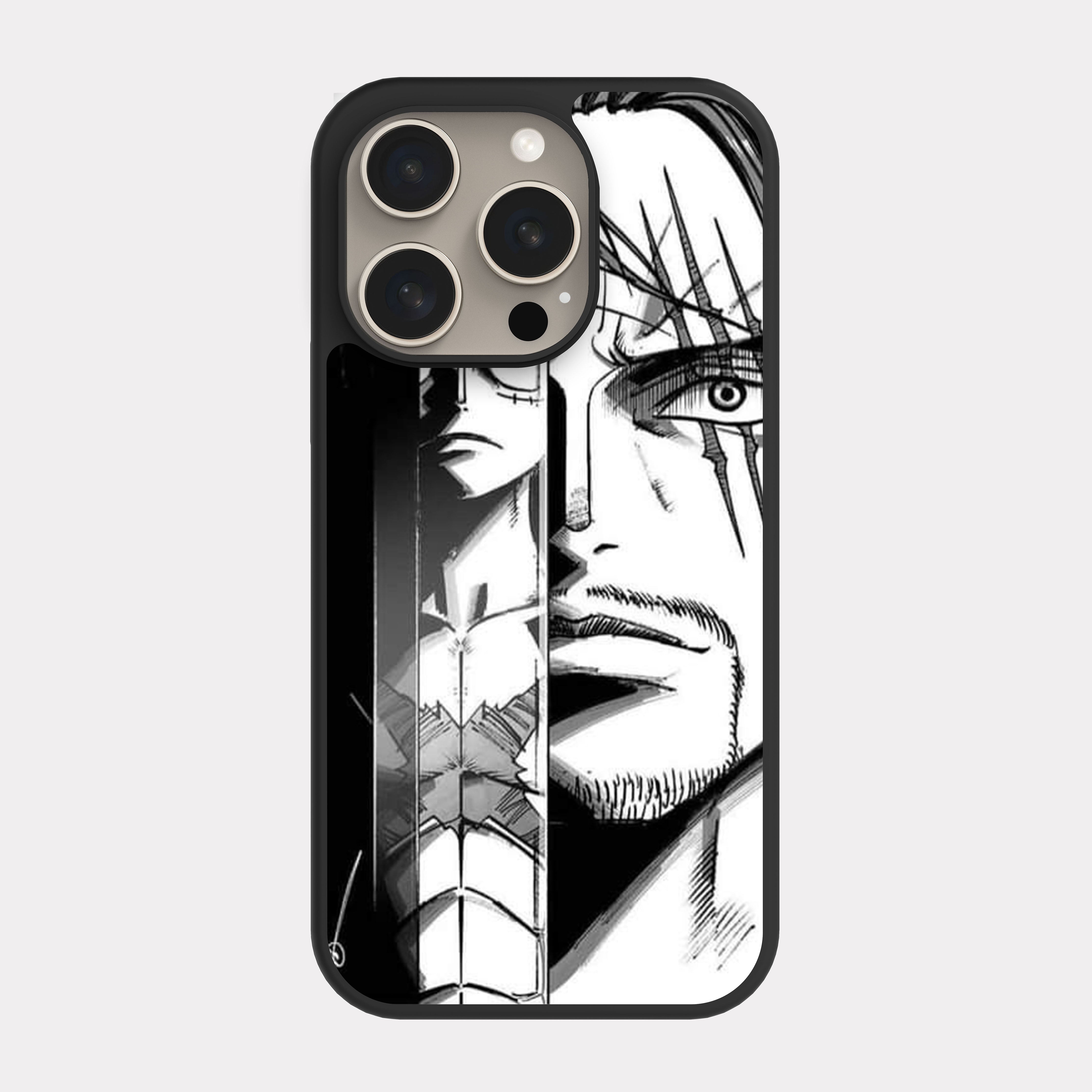 iPhone 15 Pro case cover One Piece Luffy and Shanks Black