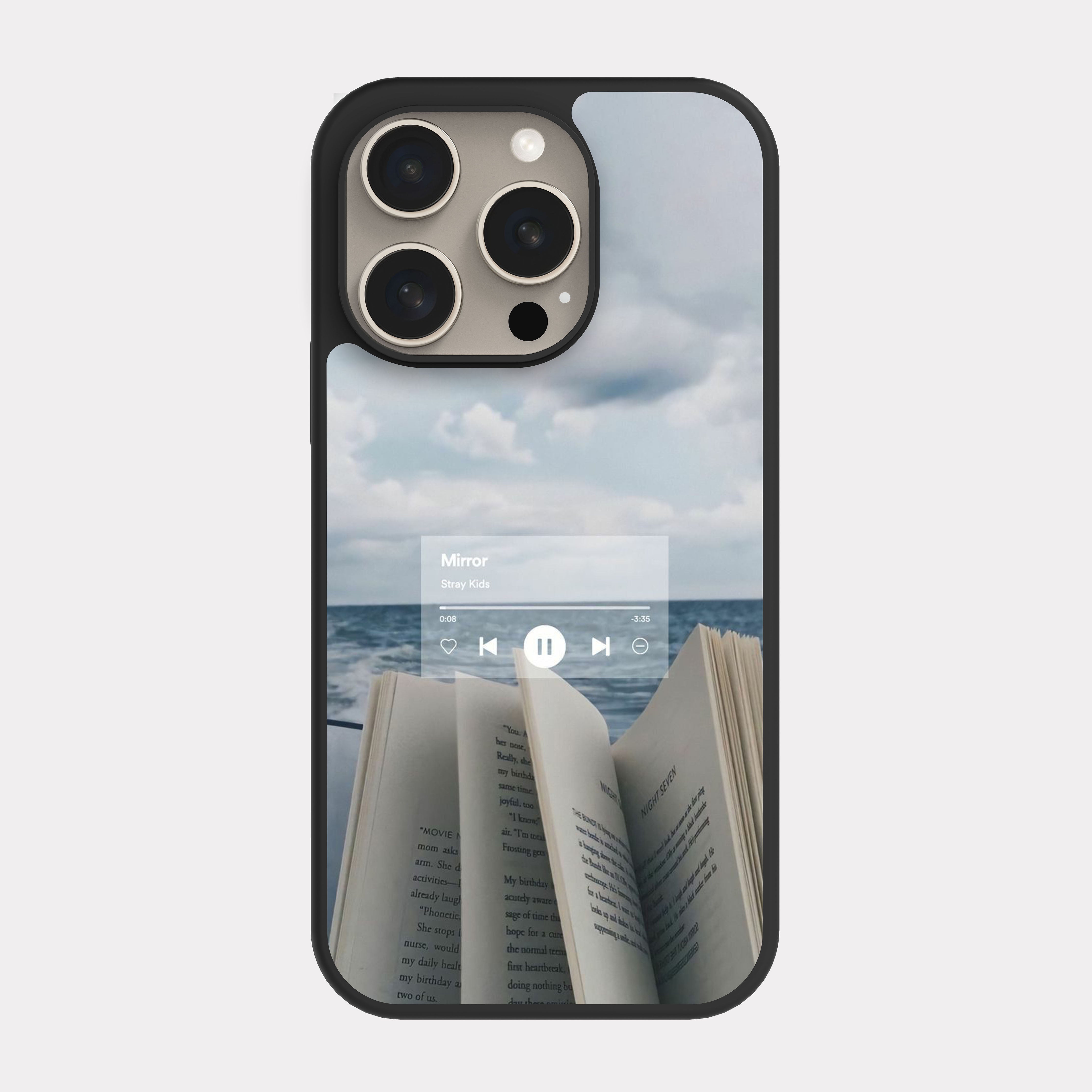 iPhone 15 Pro case cover Sea and Book White