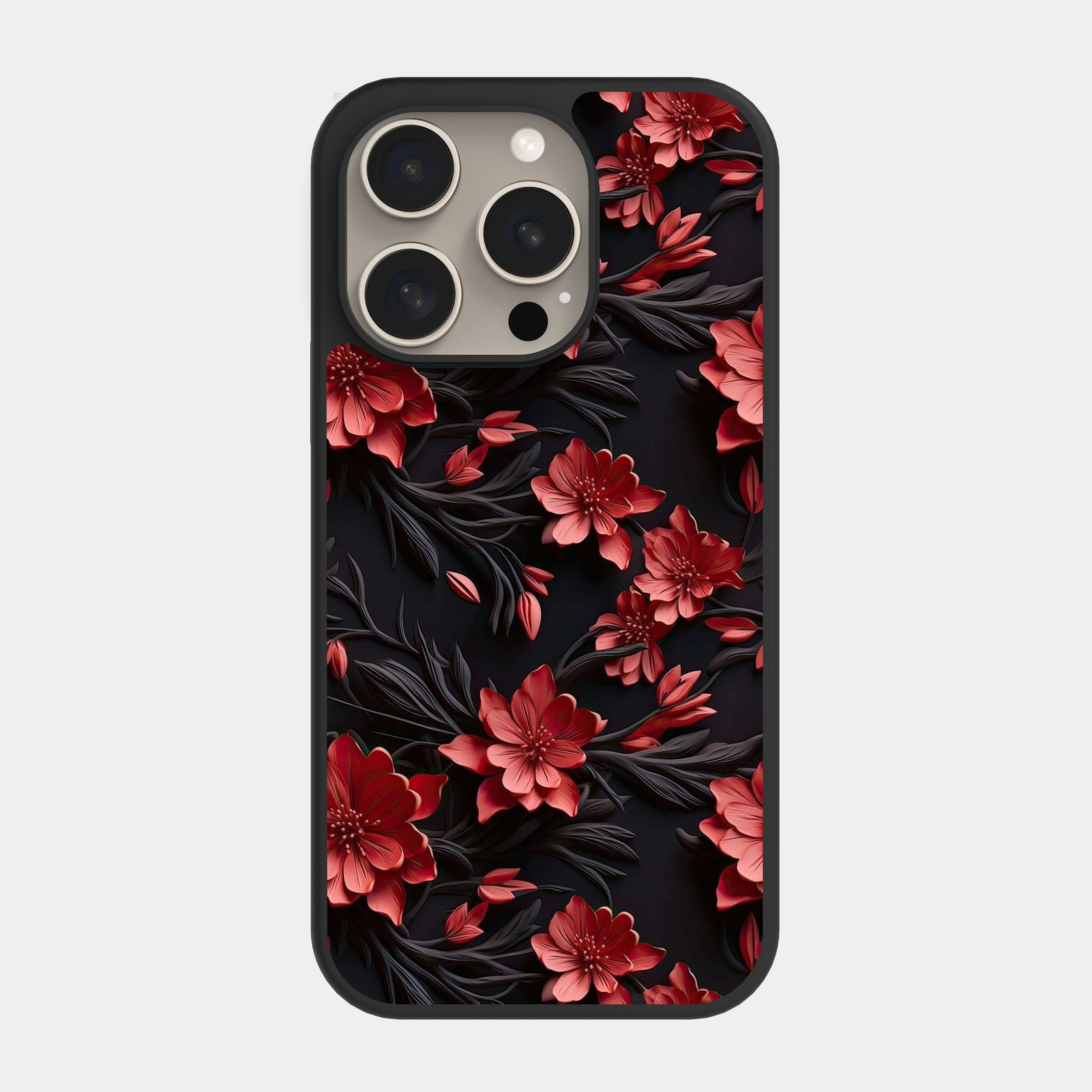 iPhone 15 Pro case cover Flowers Red