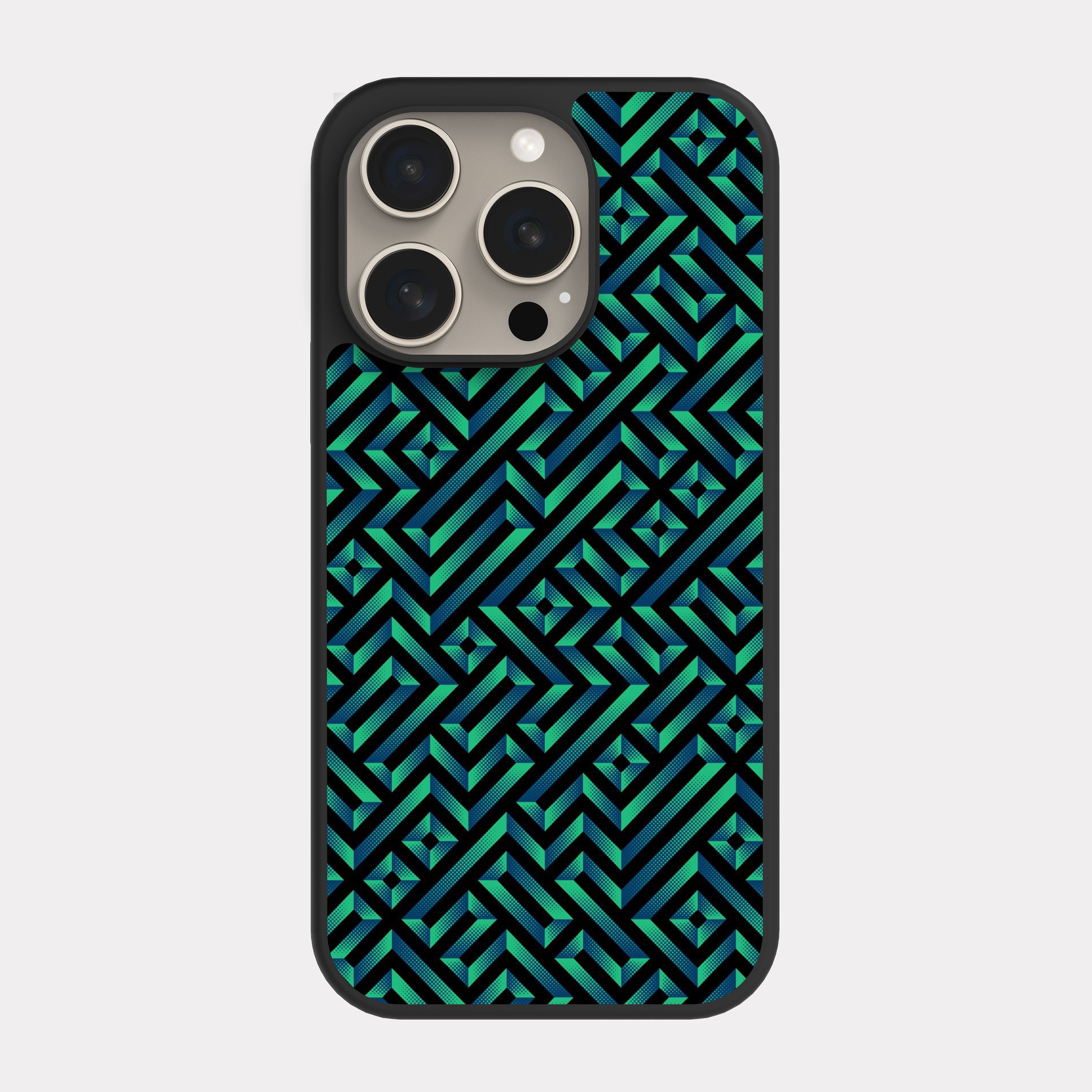 iPhone 15 Pro case cover Square Texture Pattern Green