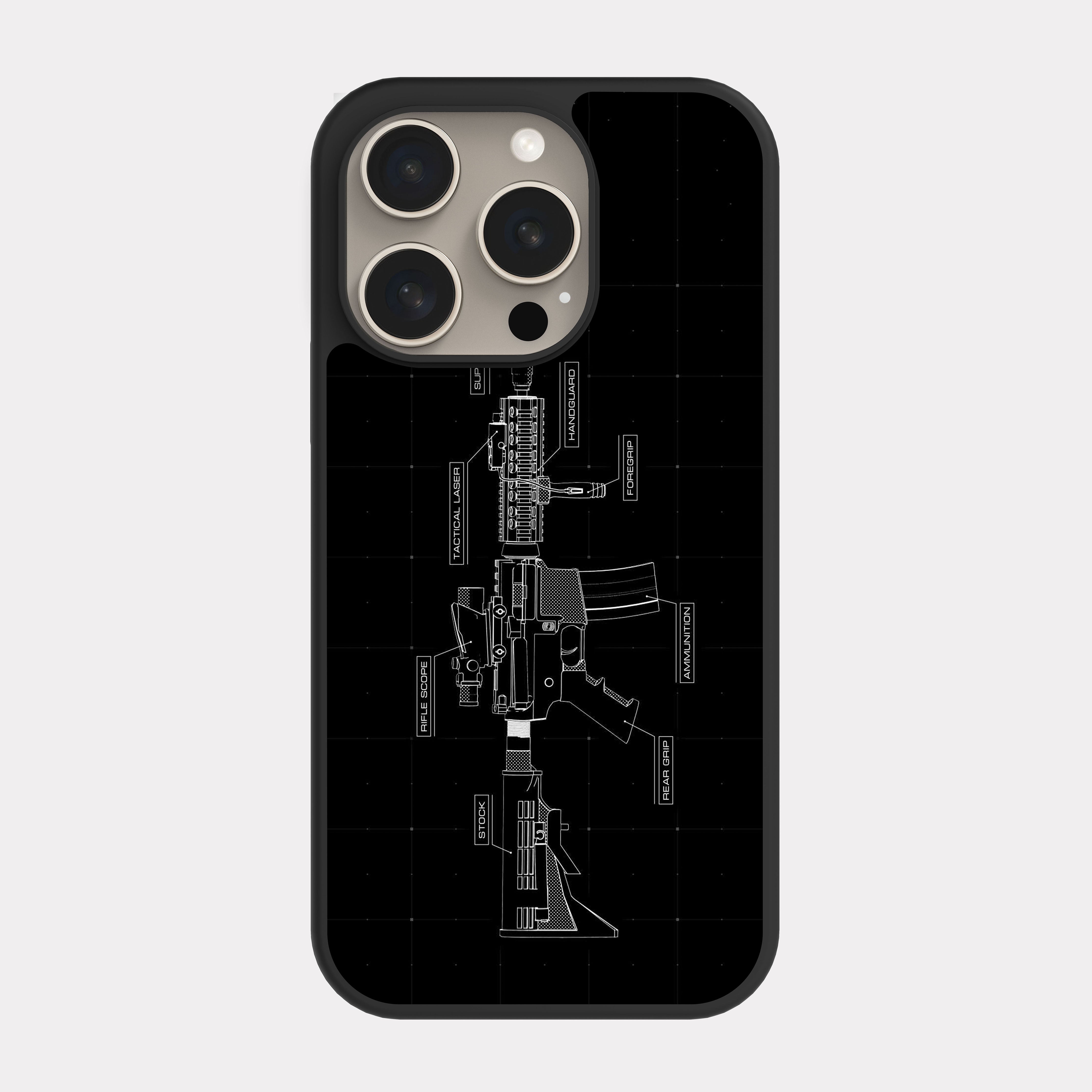 iPhone 15 Pro case cover M4 Assault Rifle White