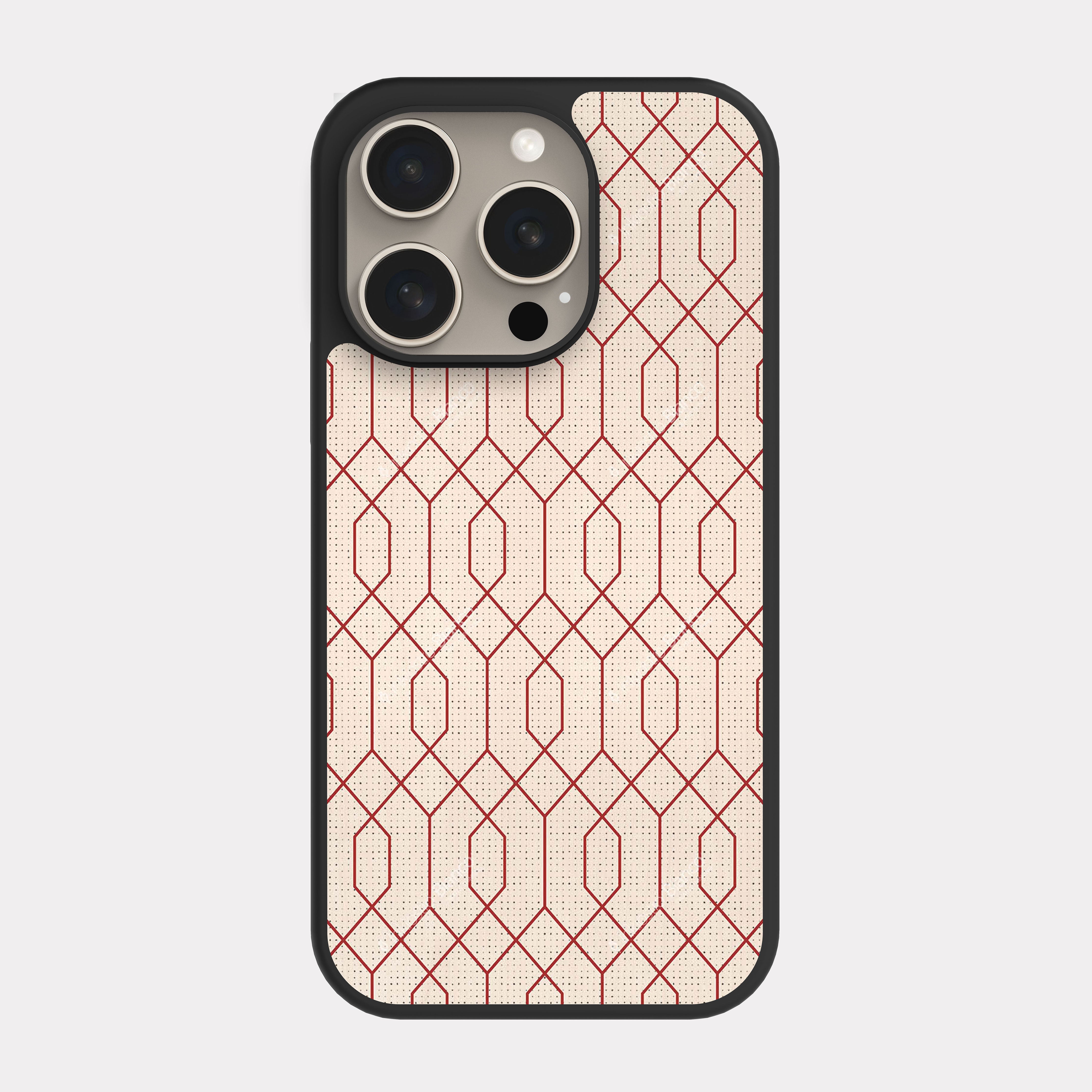 iPhone 15 Pro case cover Vertical Pattern Red