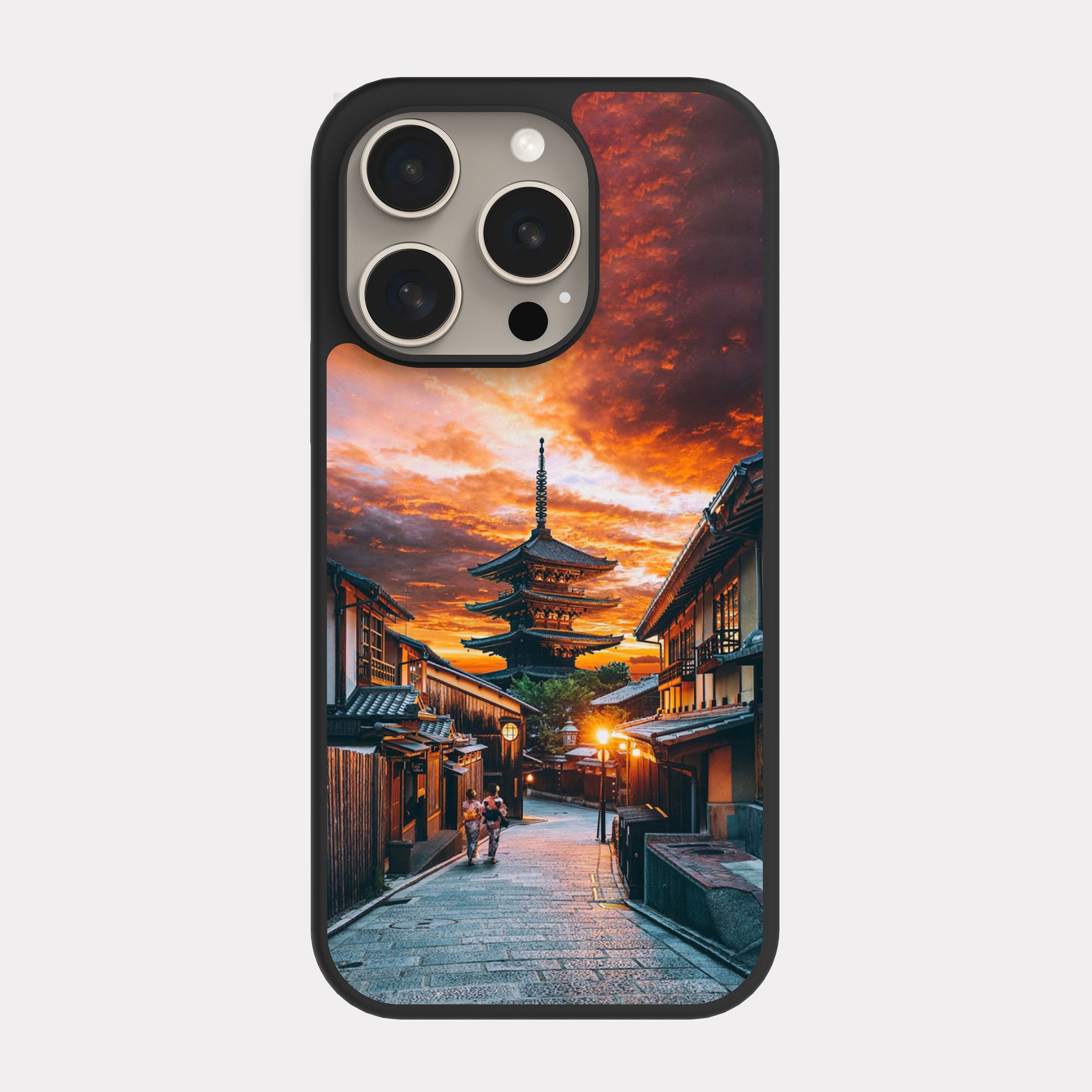 iPhone 15 Pro case cover Japanese Old Village Orange