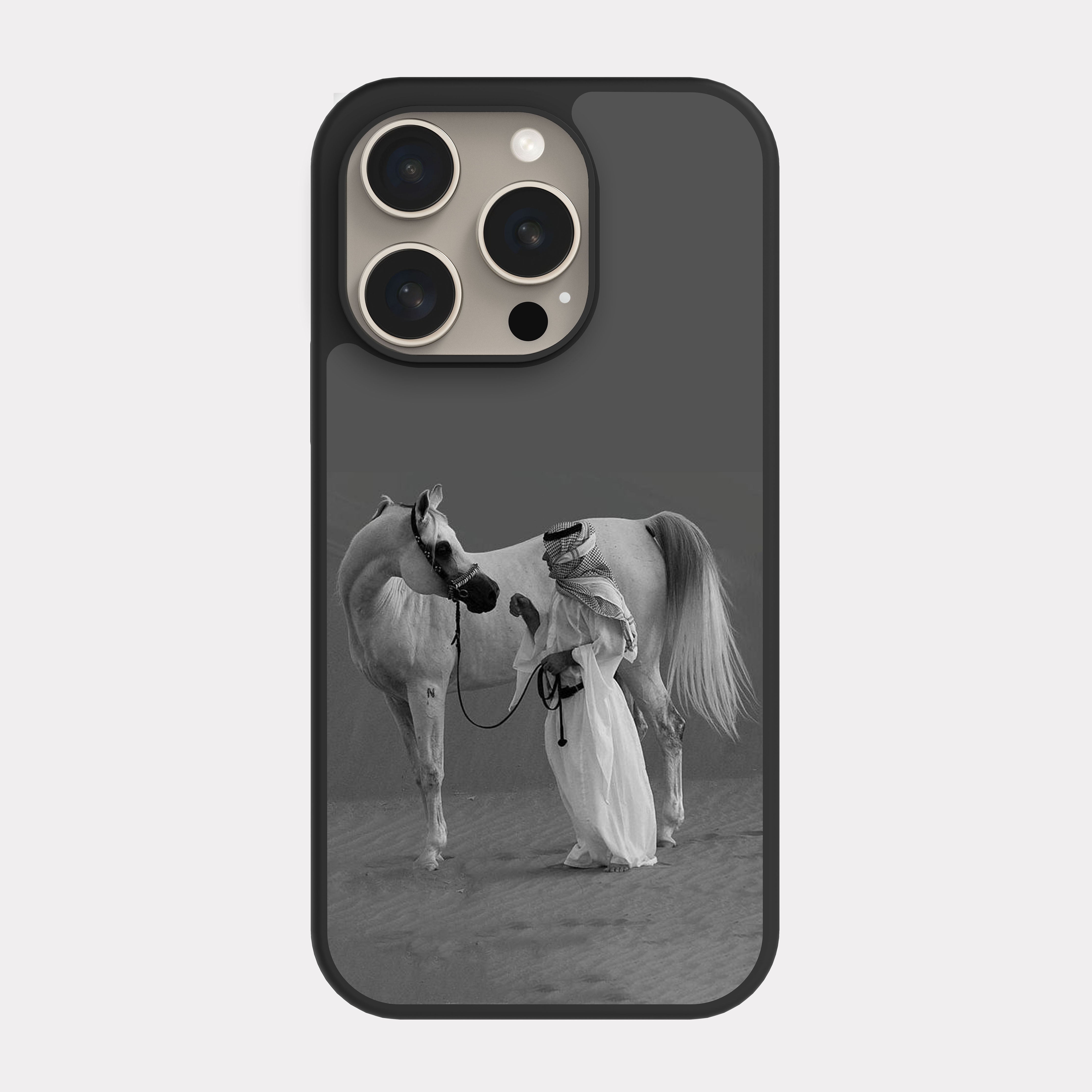 iPhone 15 Pro case cover Horse and horseman Grey