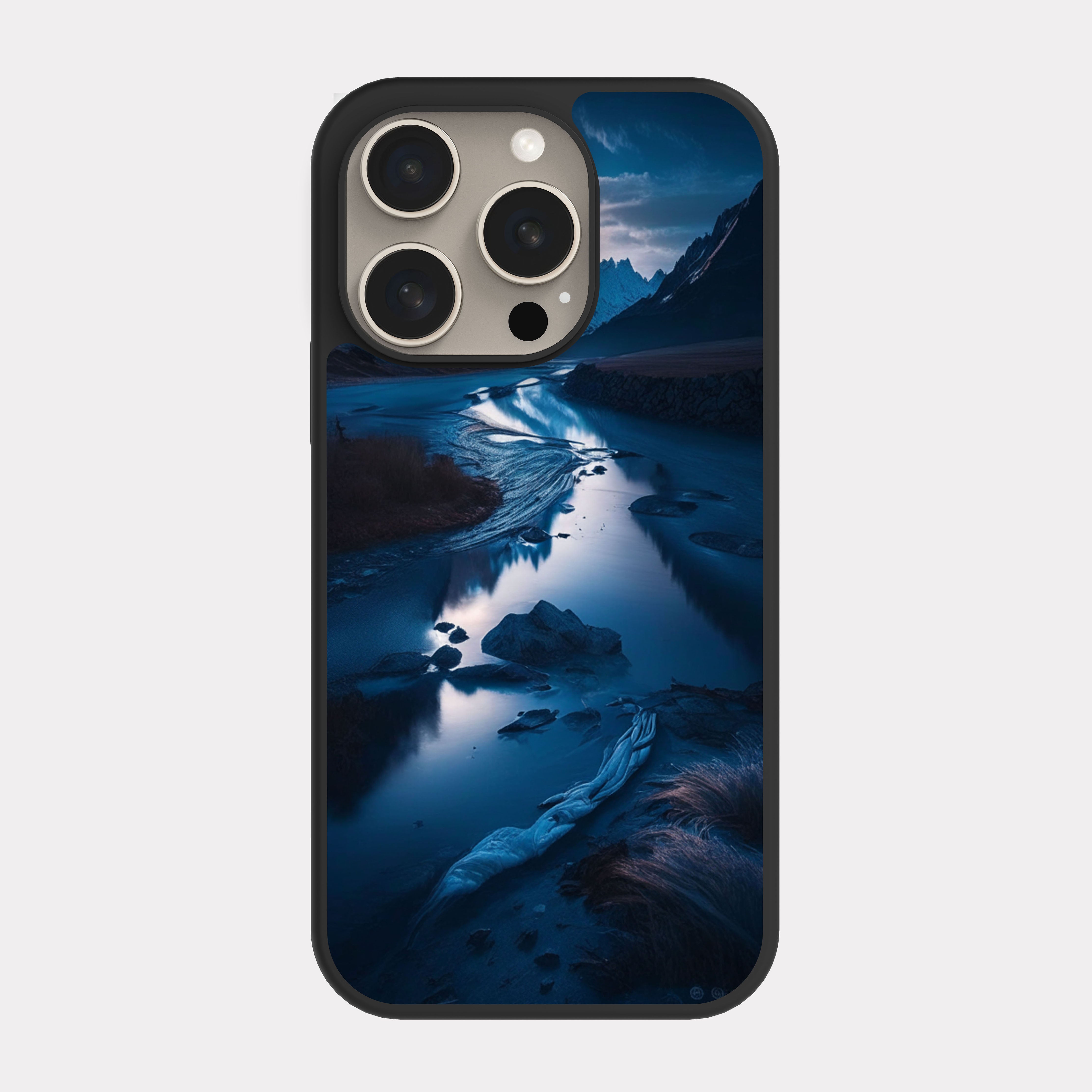 iPhone 15 Pro case cover Mountains Lake  Brown