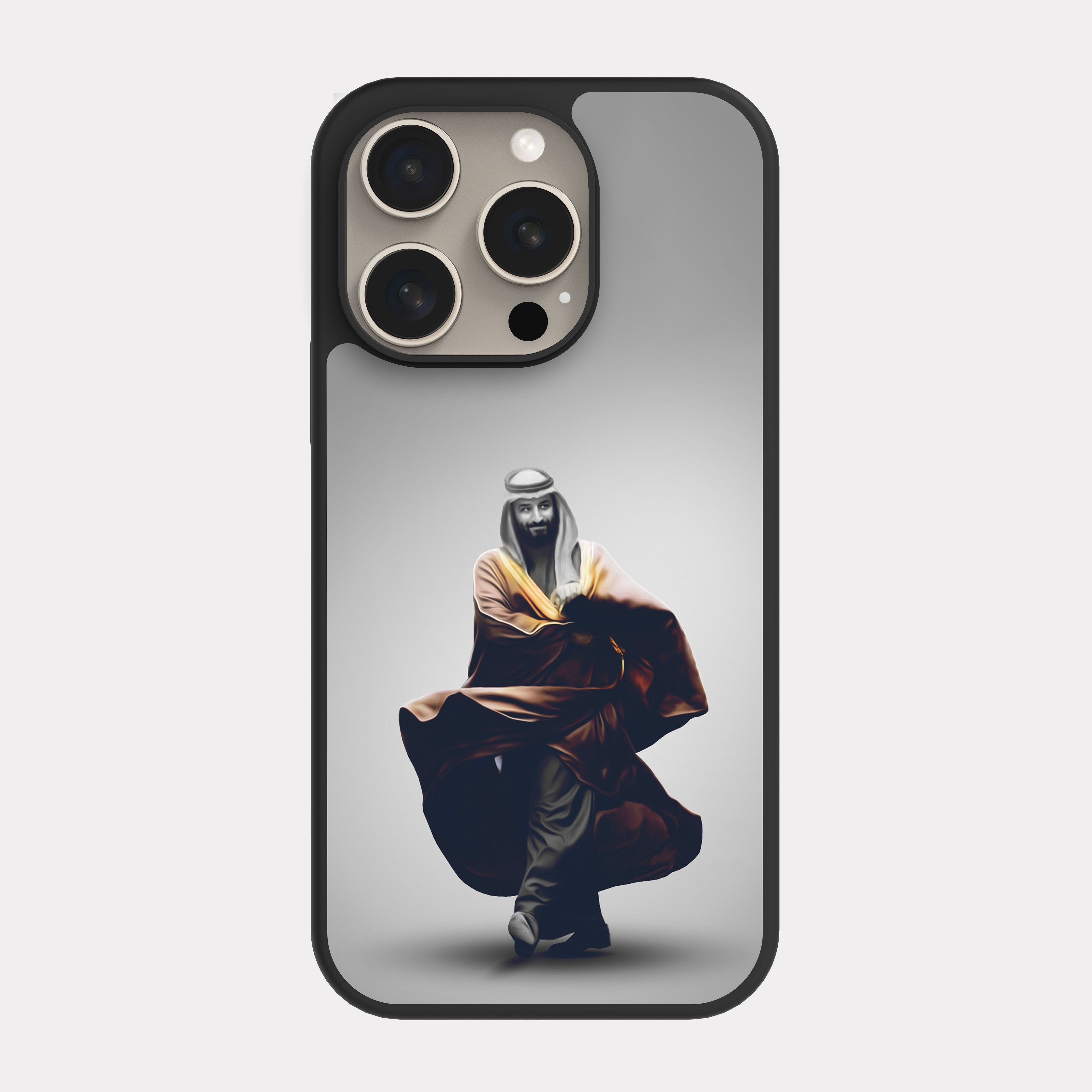 iPhone 15 Pro case cover MBS Prince Mohammed bin Salman Gray Brown