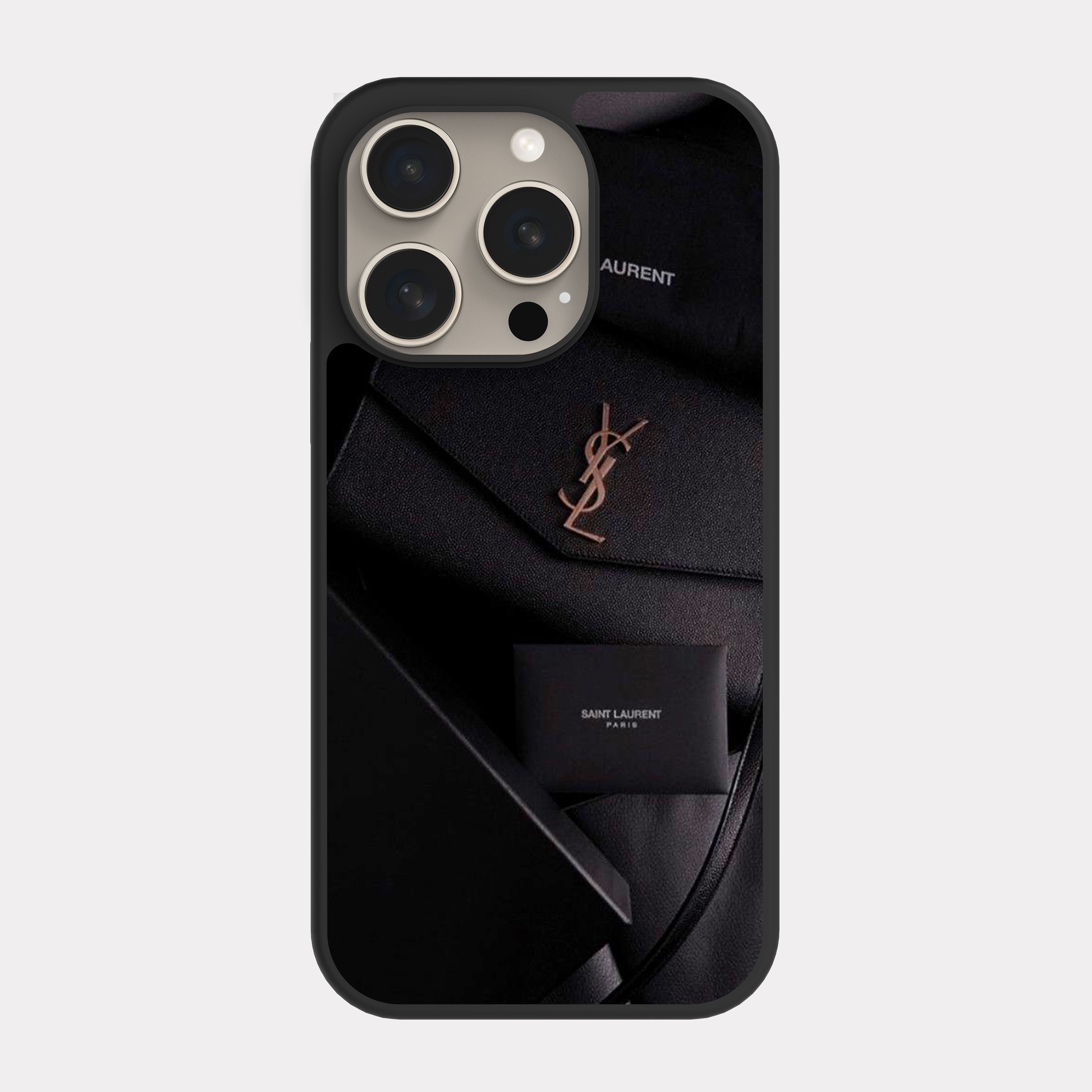 iPhone 15 Pro case cover Gold Black Yves Saint Laurent