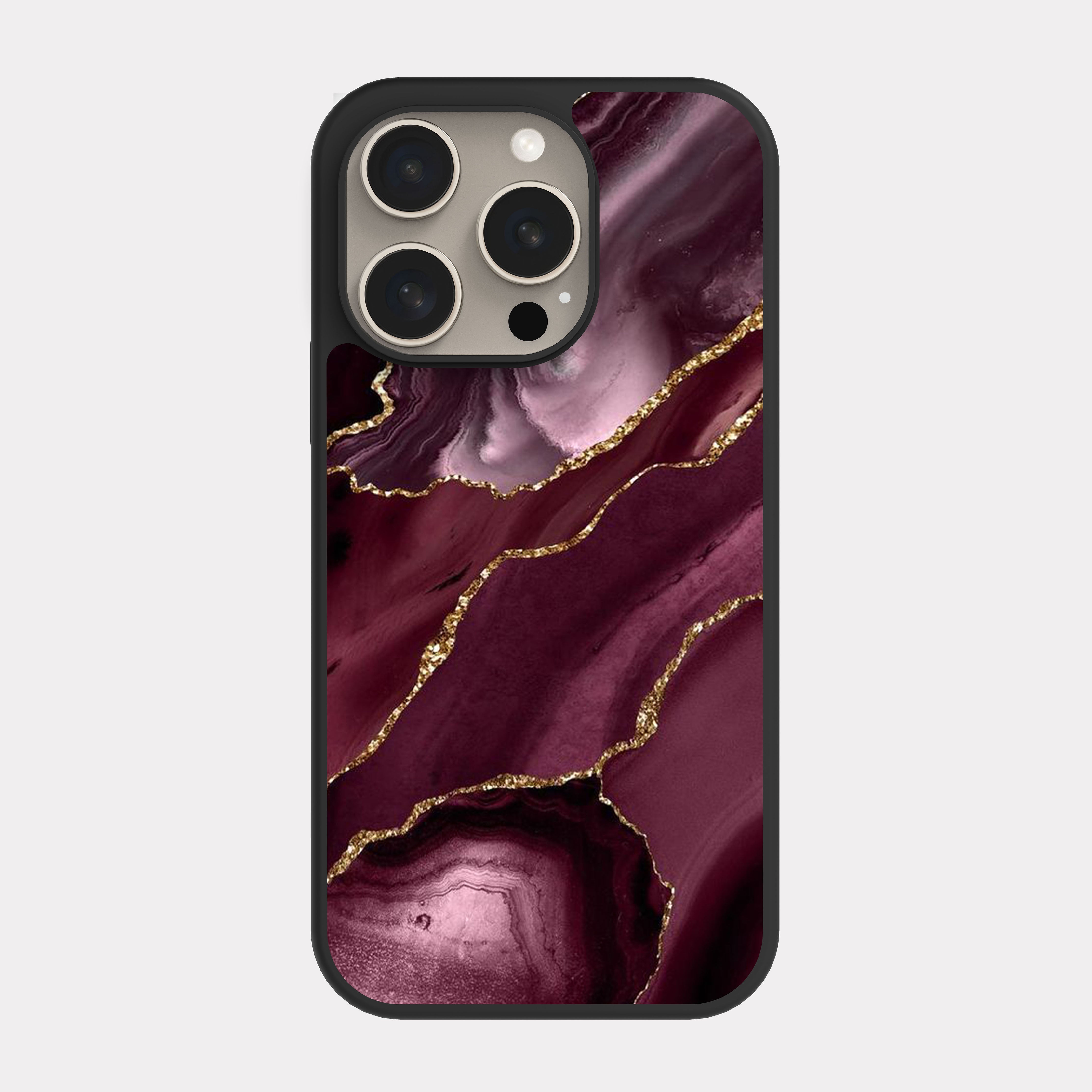 iPhone 15 Pro case cover Golden Purple Marble Purple