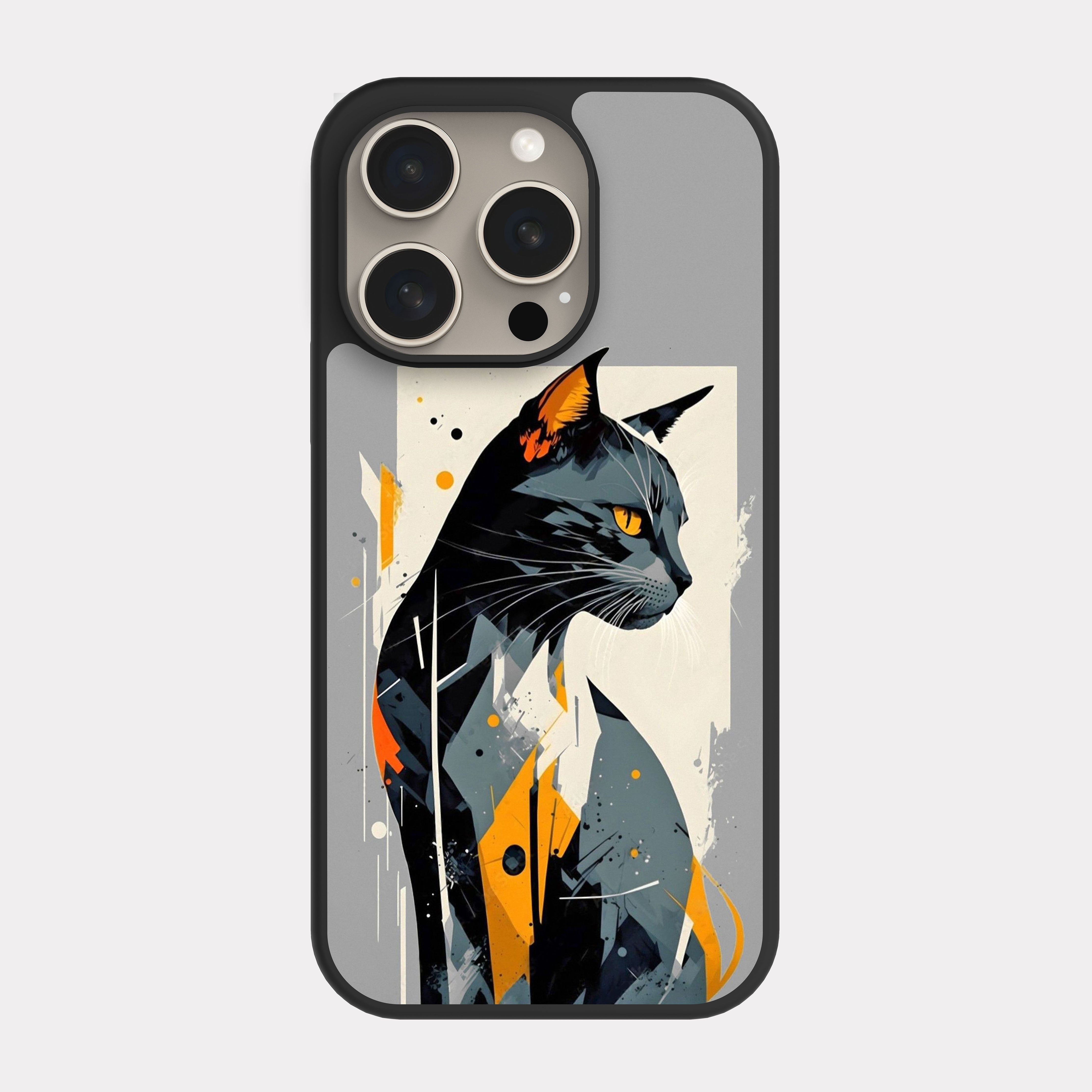 iPhone 15 Pro case cover Cat Drawing Grey
