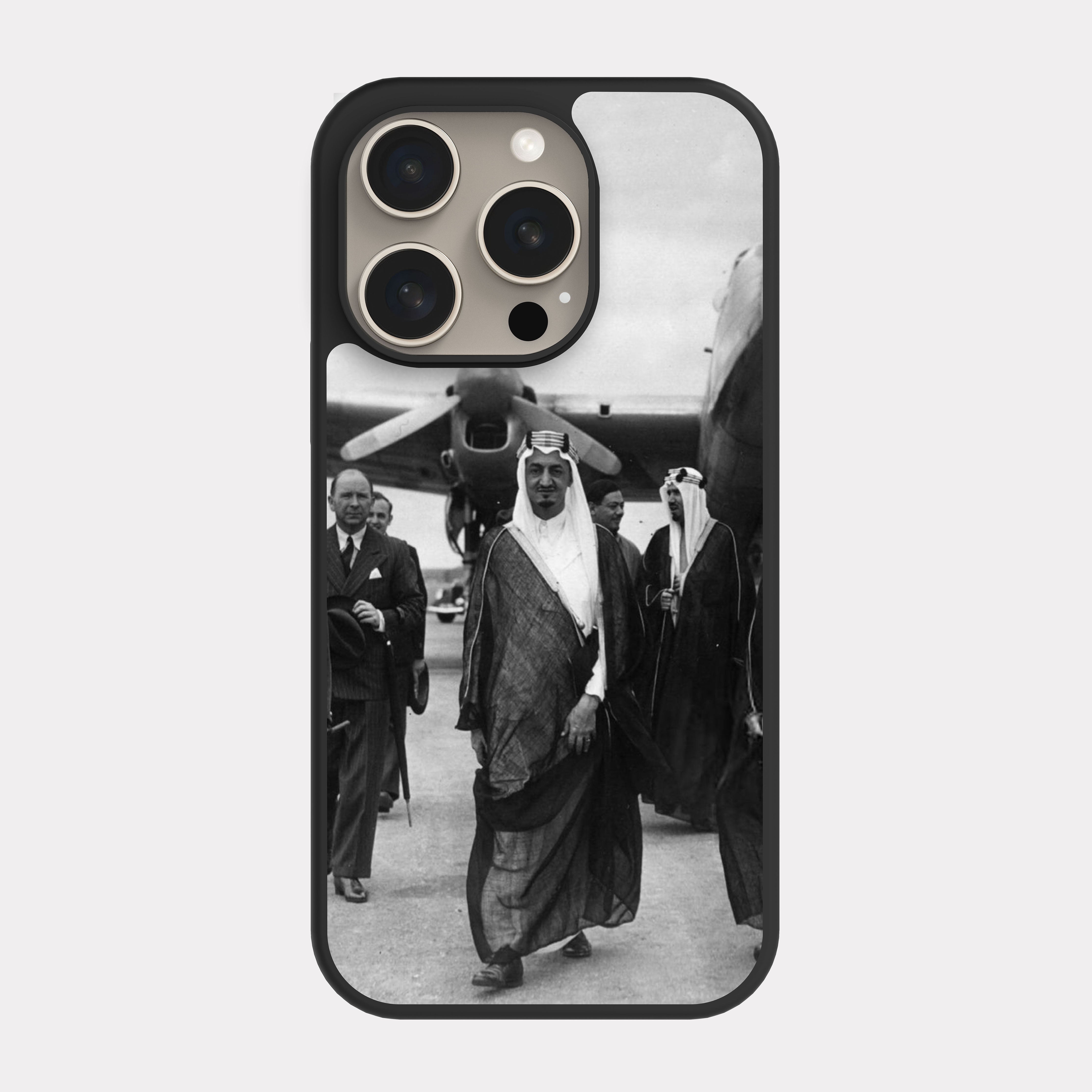 iPhone 15 Pro case cover King Faisal bin Abdulaziz Black white