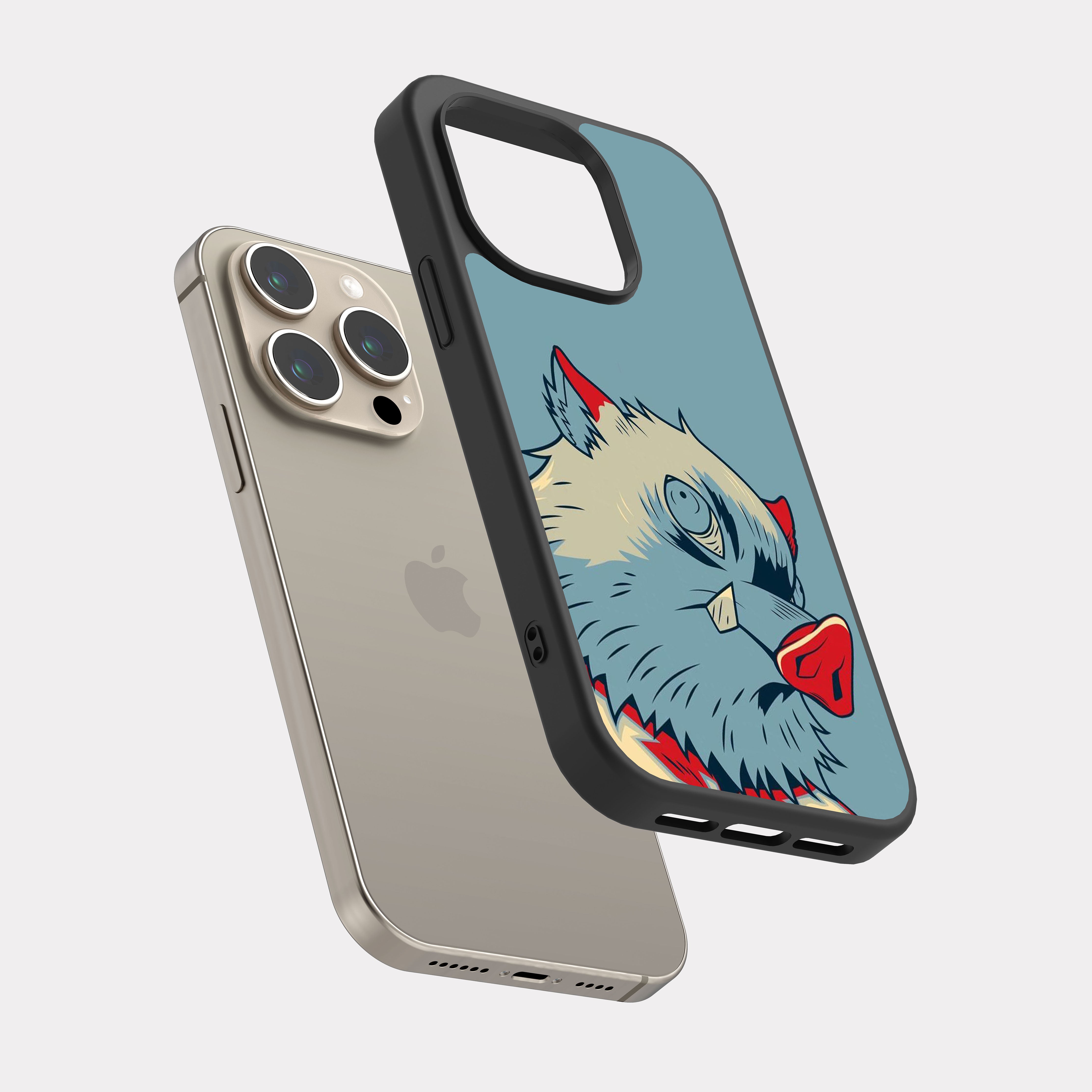 iPhone 15 Pro case cover Demon Slayer Kimetsu No inosuke  Cyan
