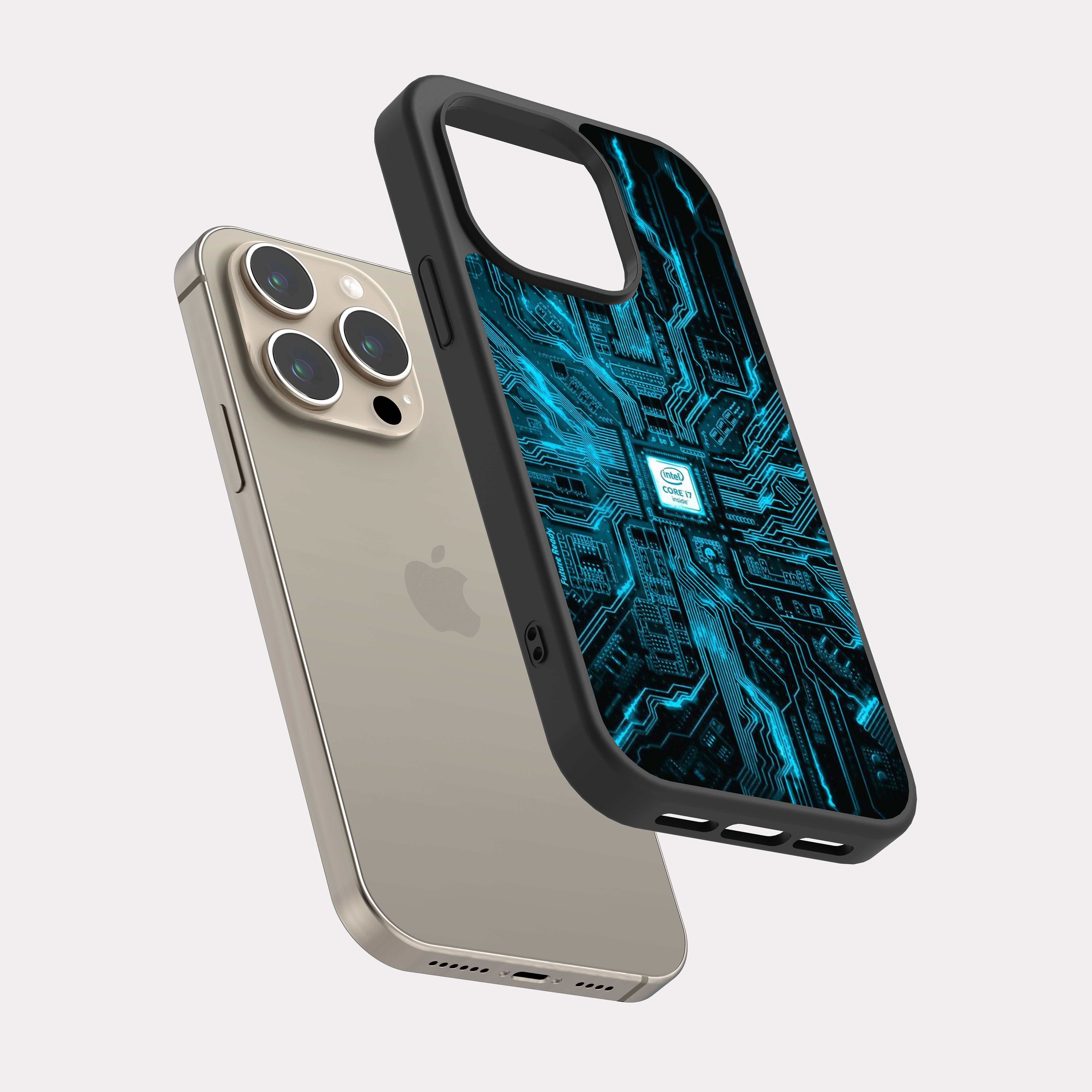 iPhone 15 Pro case cover Intel Computer Processor Cyan