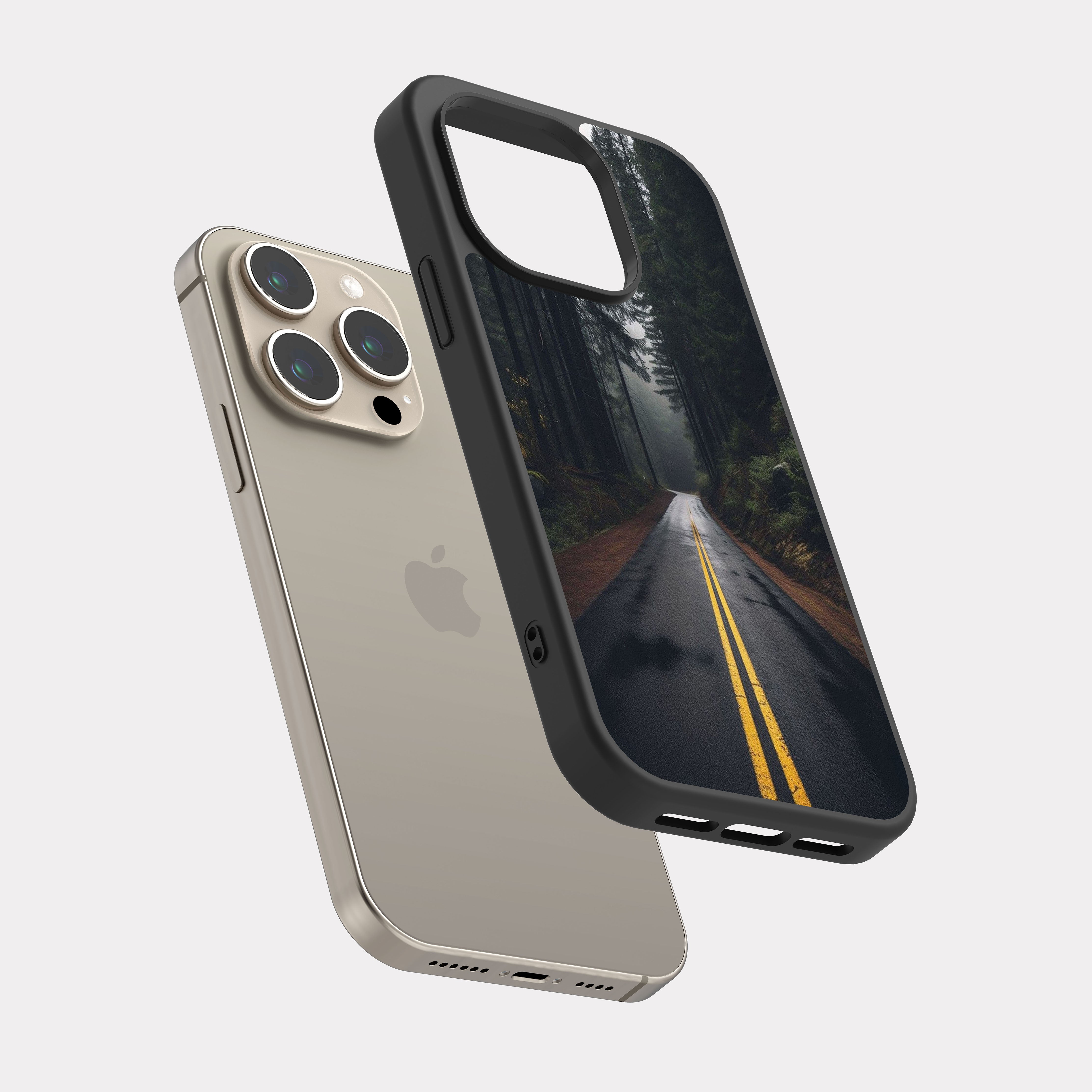 iPhone 15 Pro case cover Forest road Green