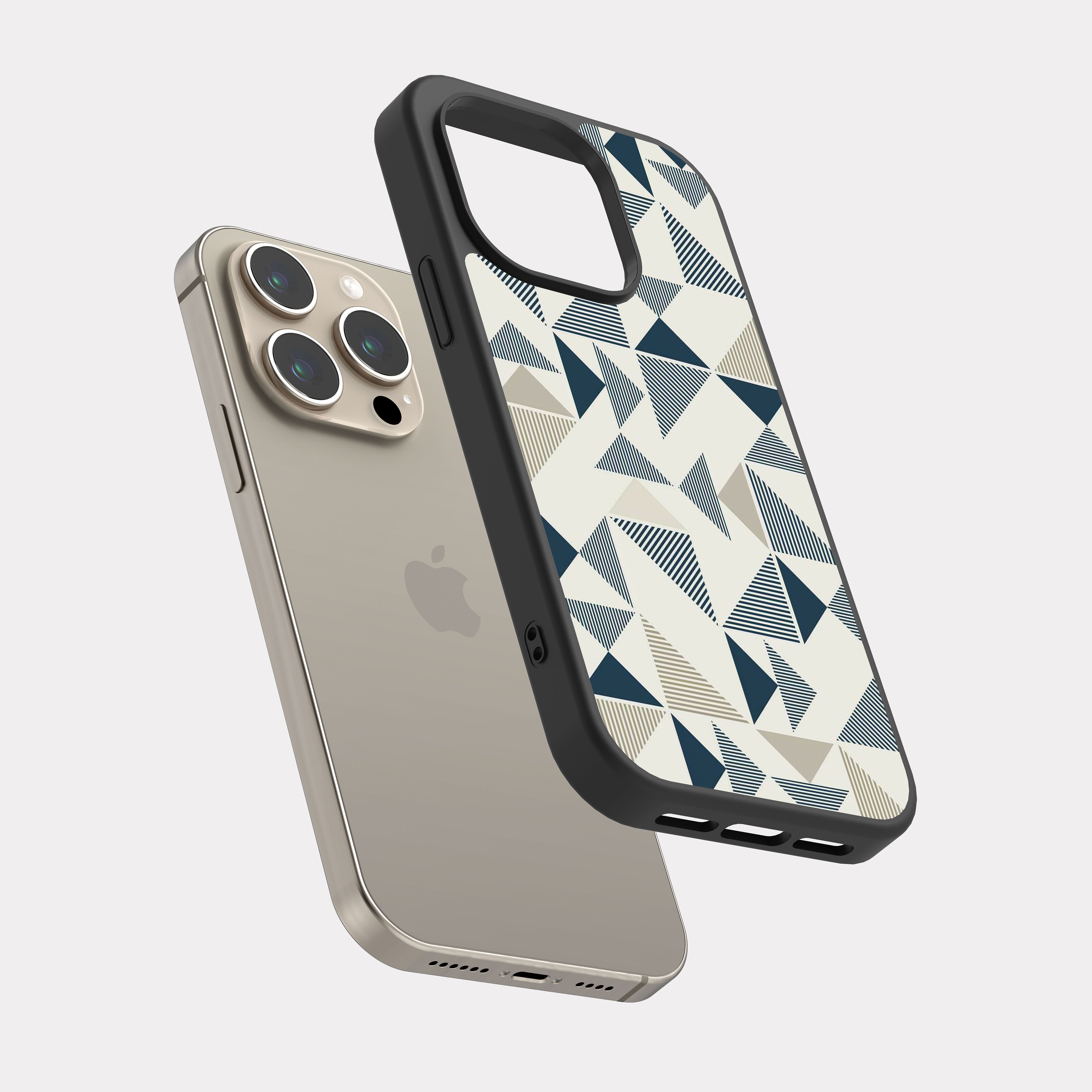 iPhone 15 Pro case cover Triangles Pattern Beige