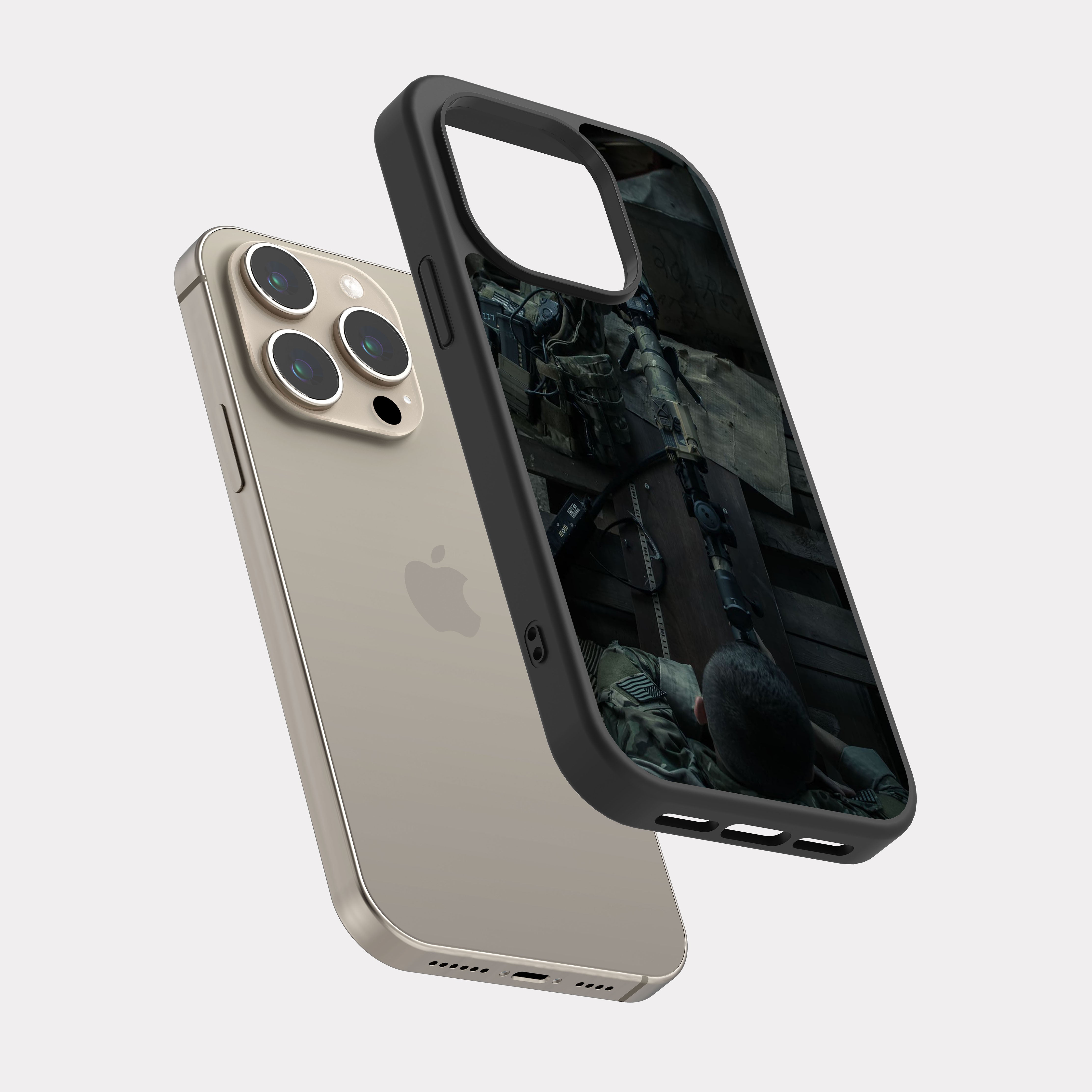 iPhone 15 Pro case cover Sniper Soldier Grey