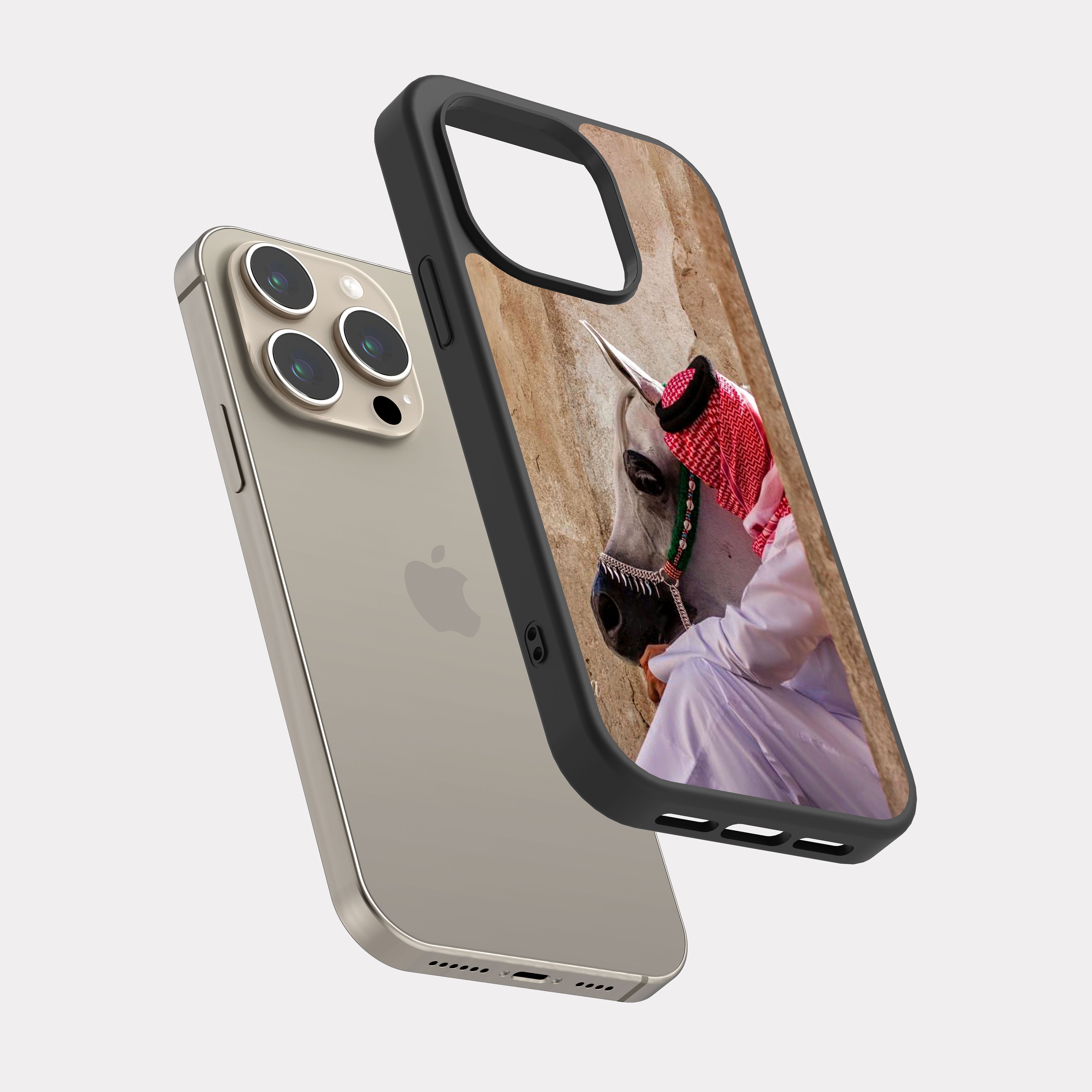 iPhone 15 Pro case cover Horse And Saudi Horseman Beige