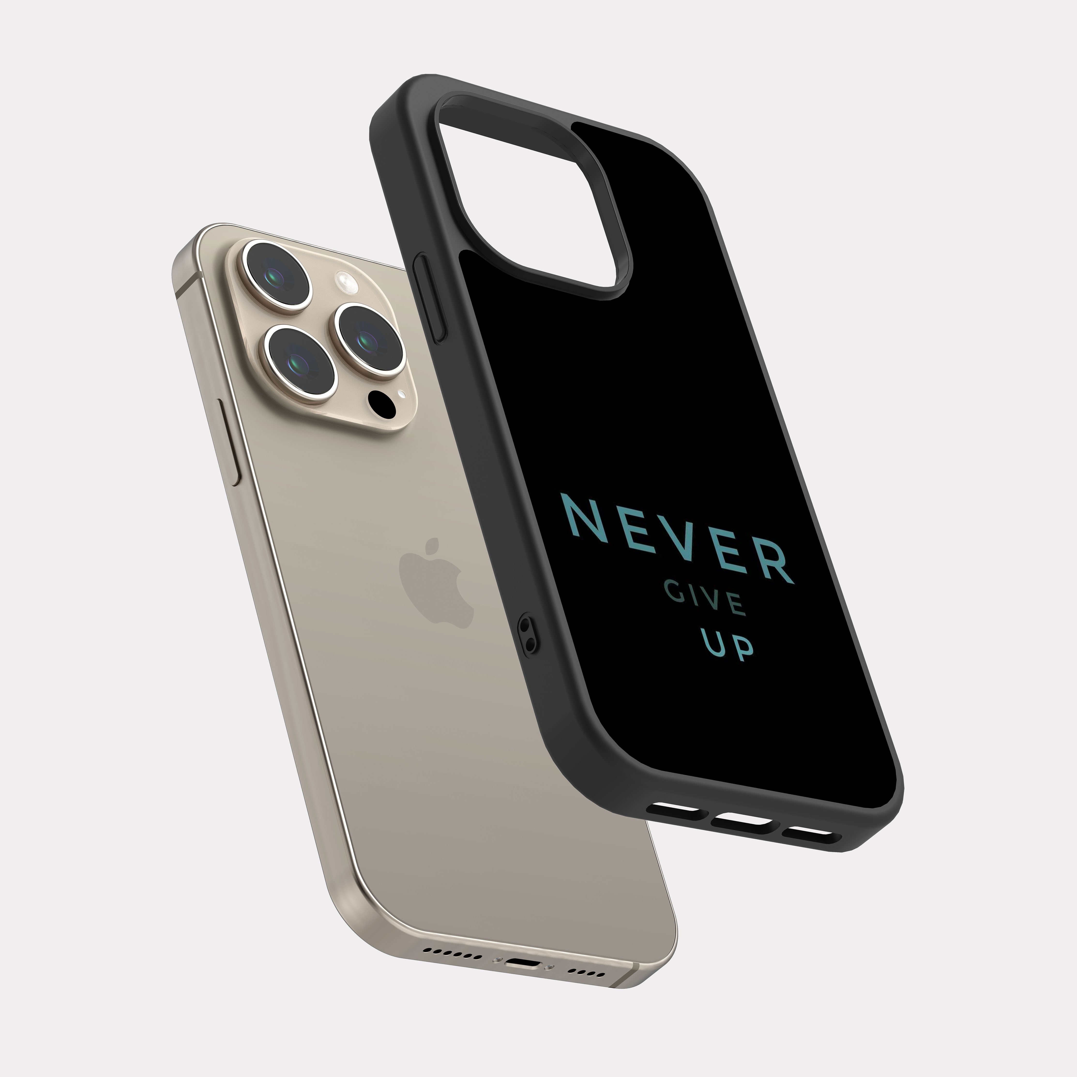 iPhone 15 Pro case cover Never Give Up English Quote