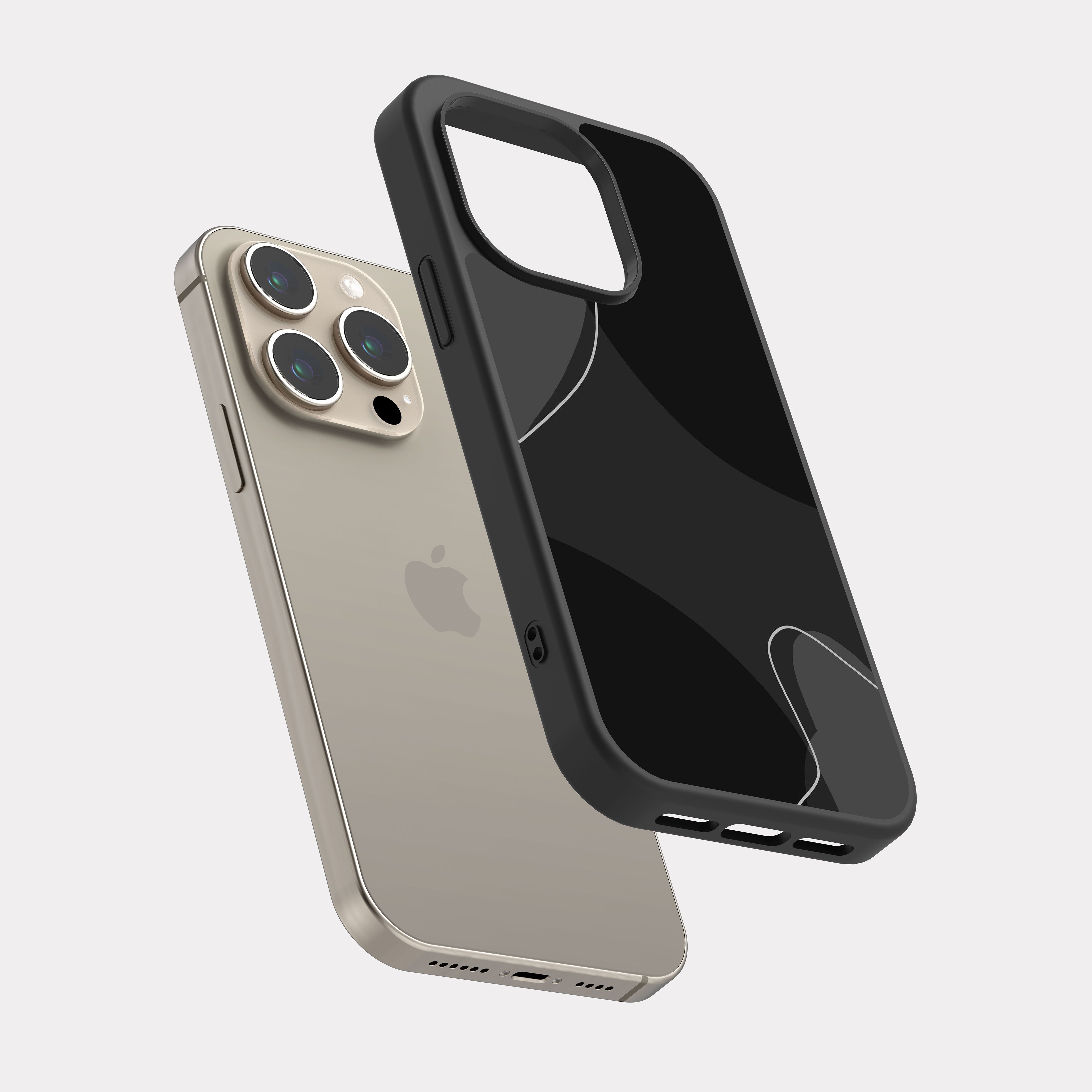 iPhone 15 Pro case cover Abstract Drawing Grey Black