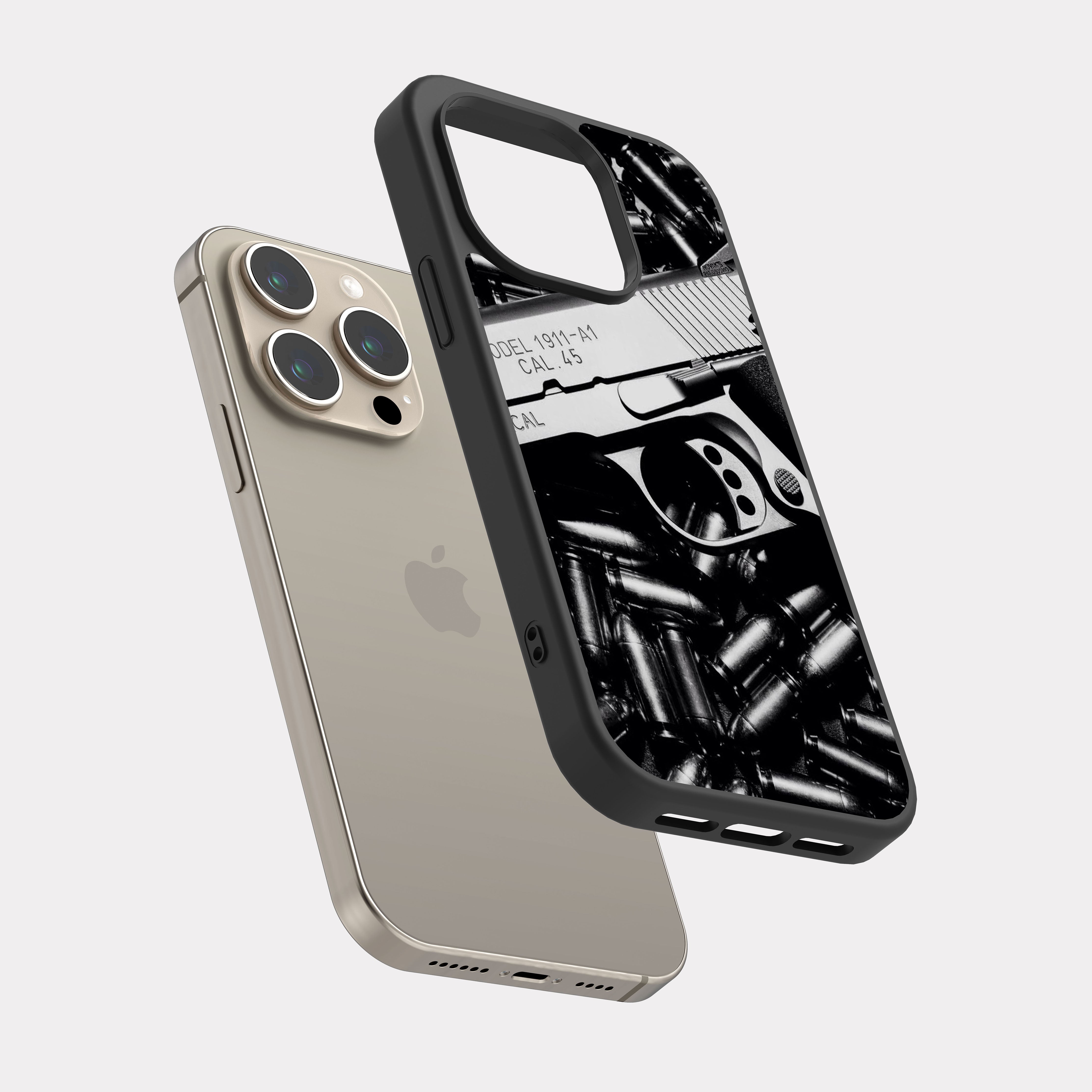iPhone 15 Pro case cover Colt 1911 Gun Grey