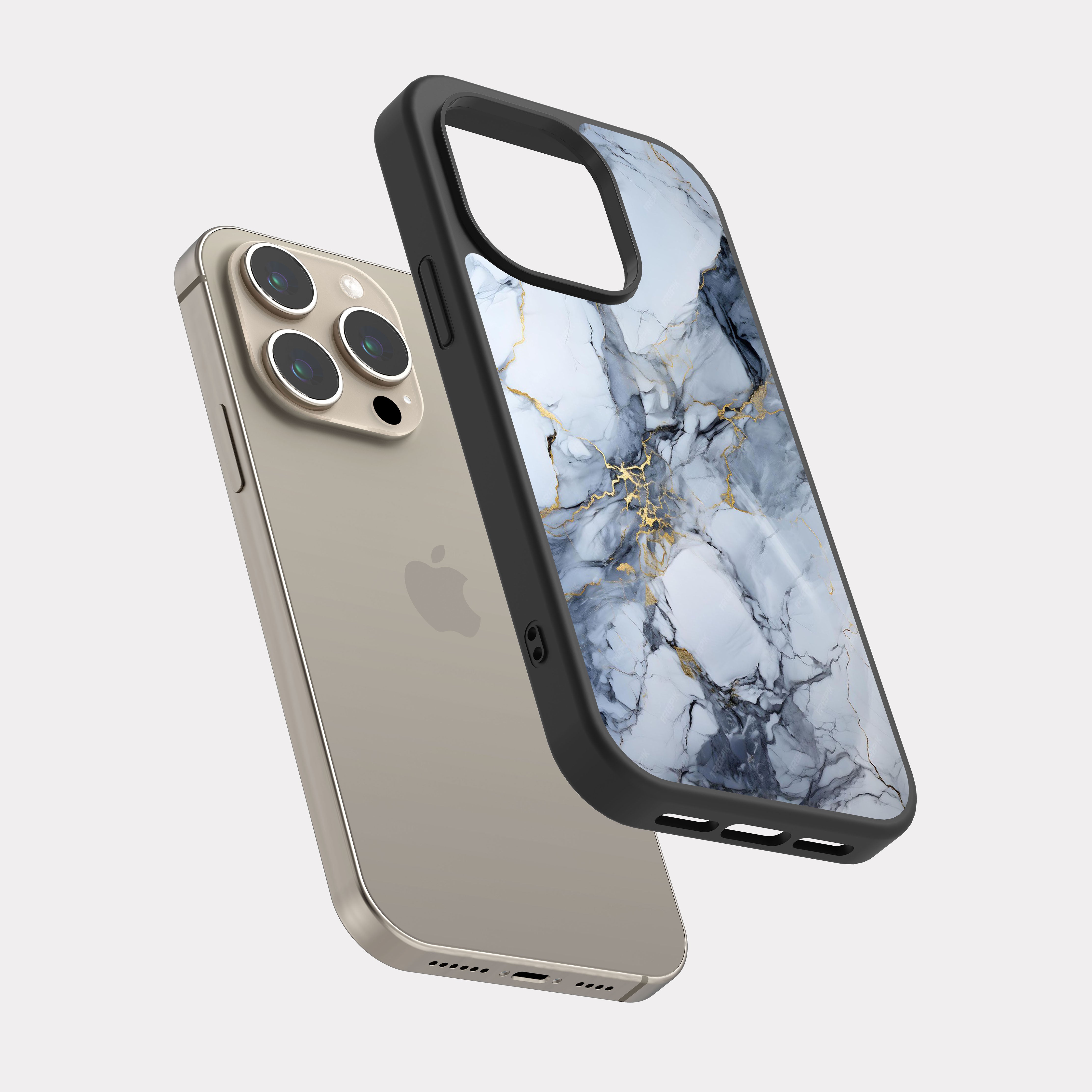 iPhone 15 Pro case cover Golden Marble Gold
